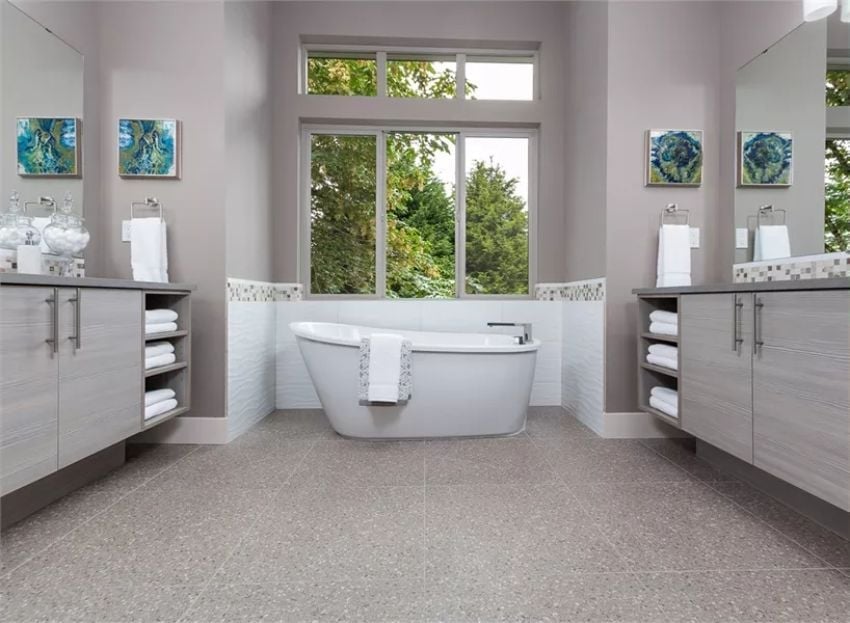 Freestanding Tub Centered Under a Window That Actually Earns the Placement