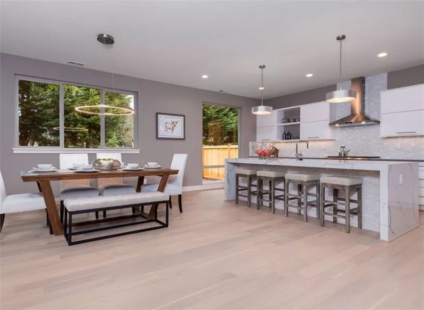 Open-Plan Kitchen and Dining Where the Island Does Most of the Work