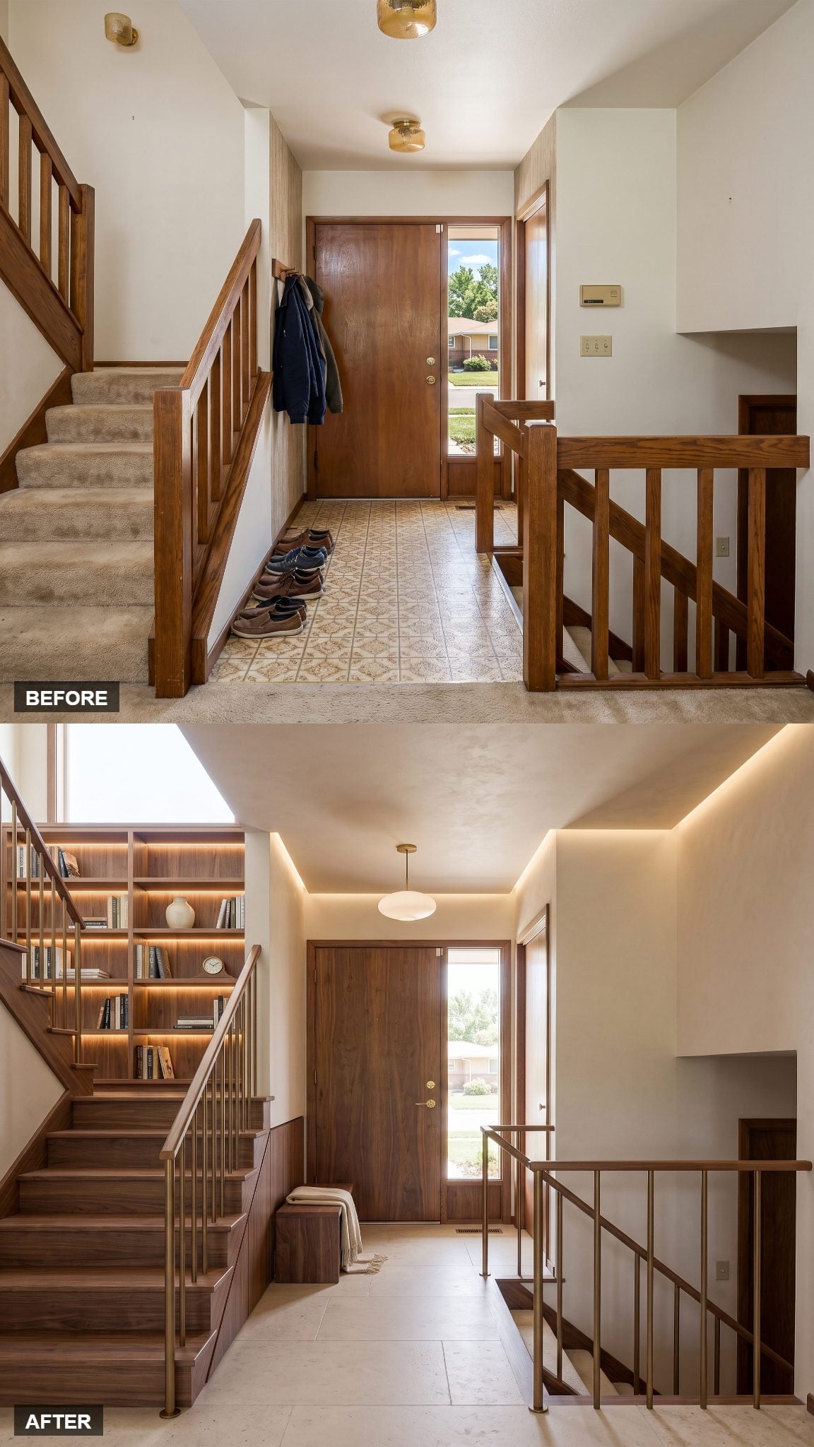 Library-Landing Transformation in Illuminated Walnut