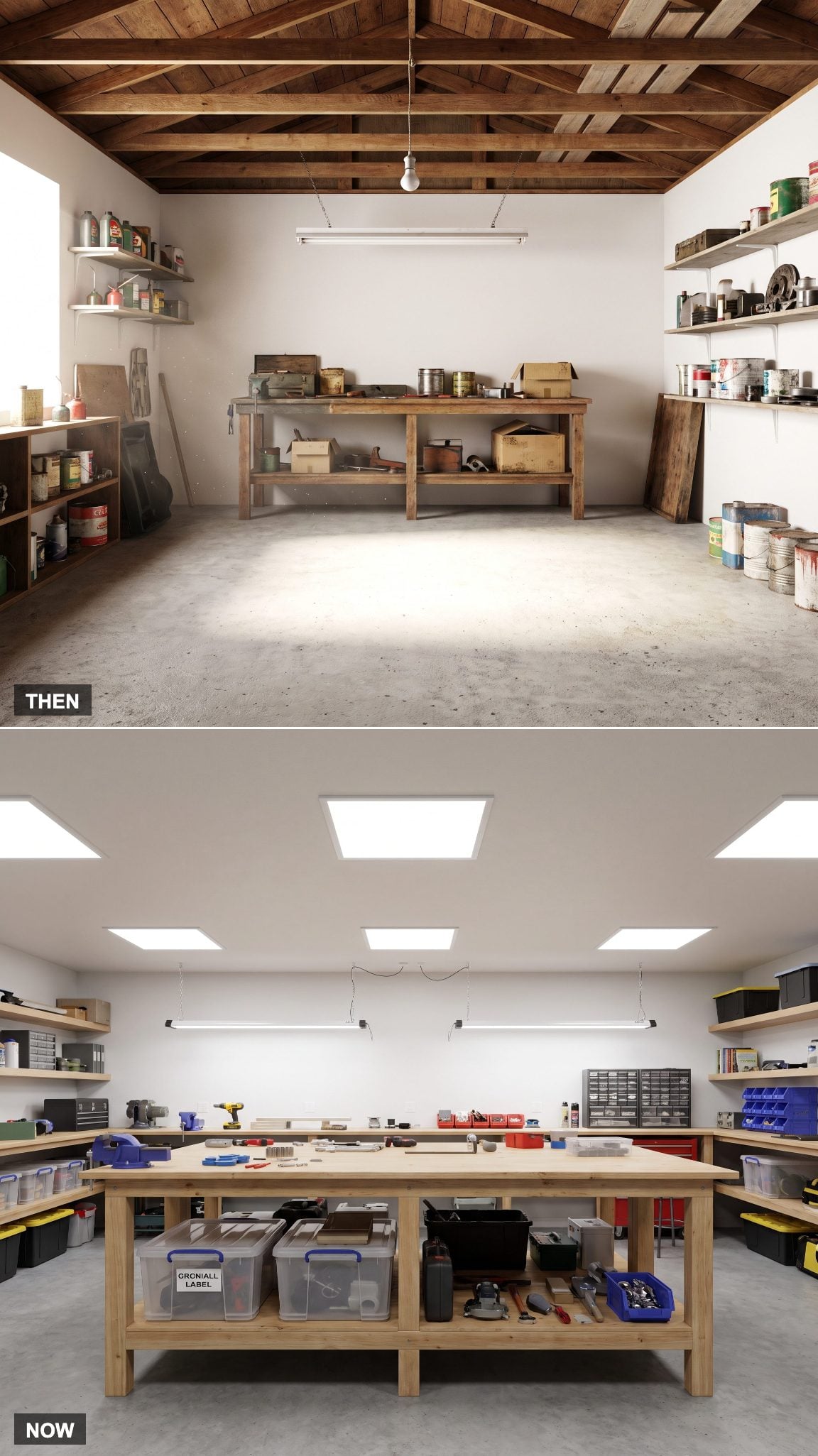 The Lighting: One Swinging Bulb vs. Bright Even LEDs