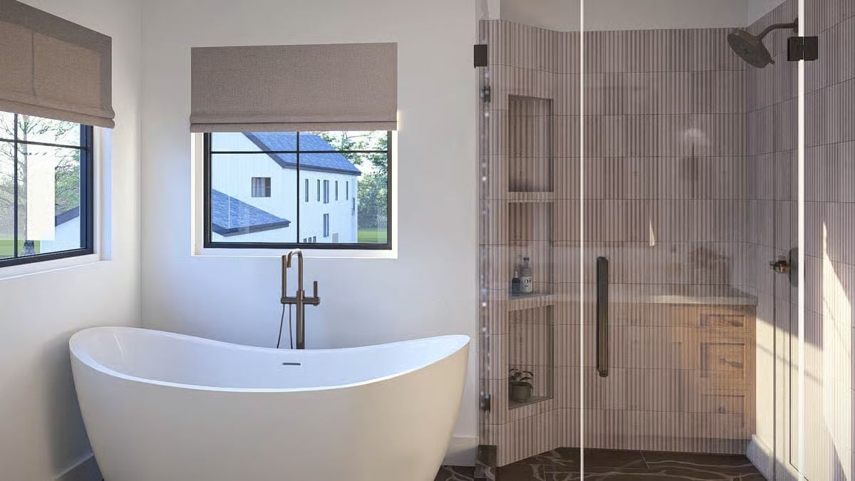 Freestanding Tub by the Window, Walk-In Shower Built to Stay Awhile