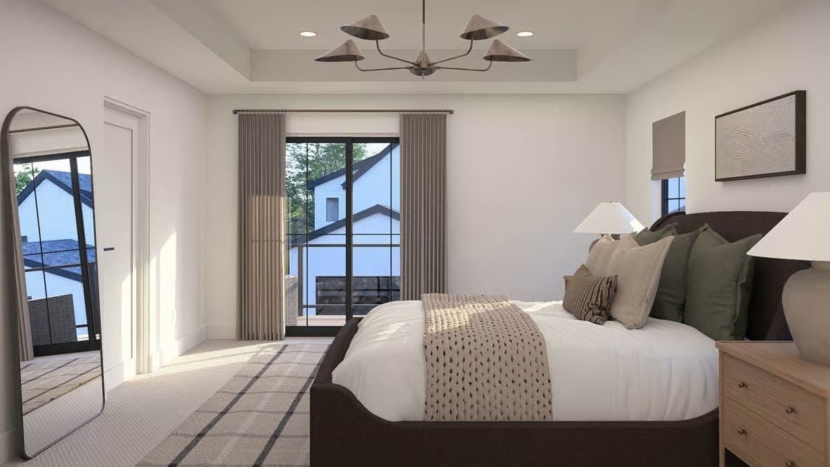 Tray Ceiling, Taupe Drapes, and a Throw Blanket You'll Fight Over