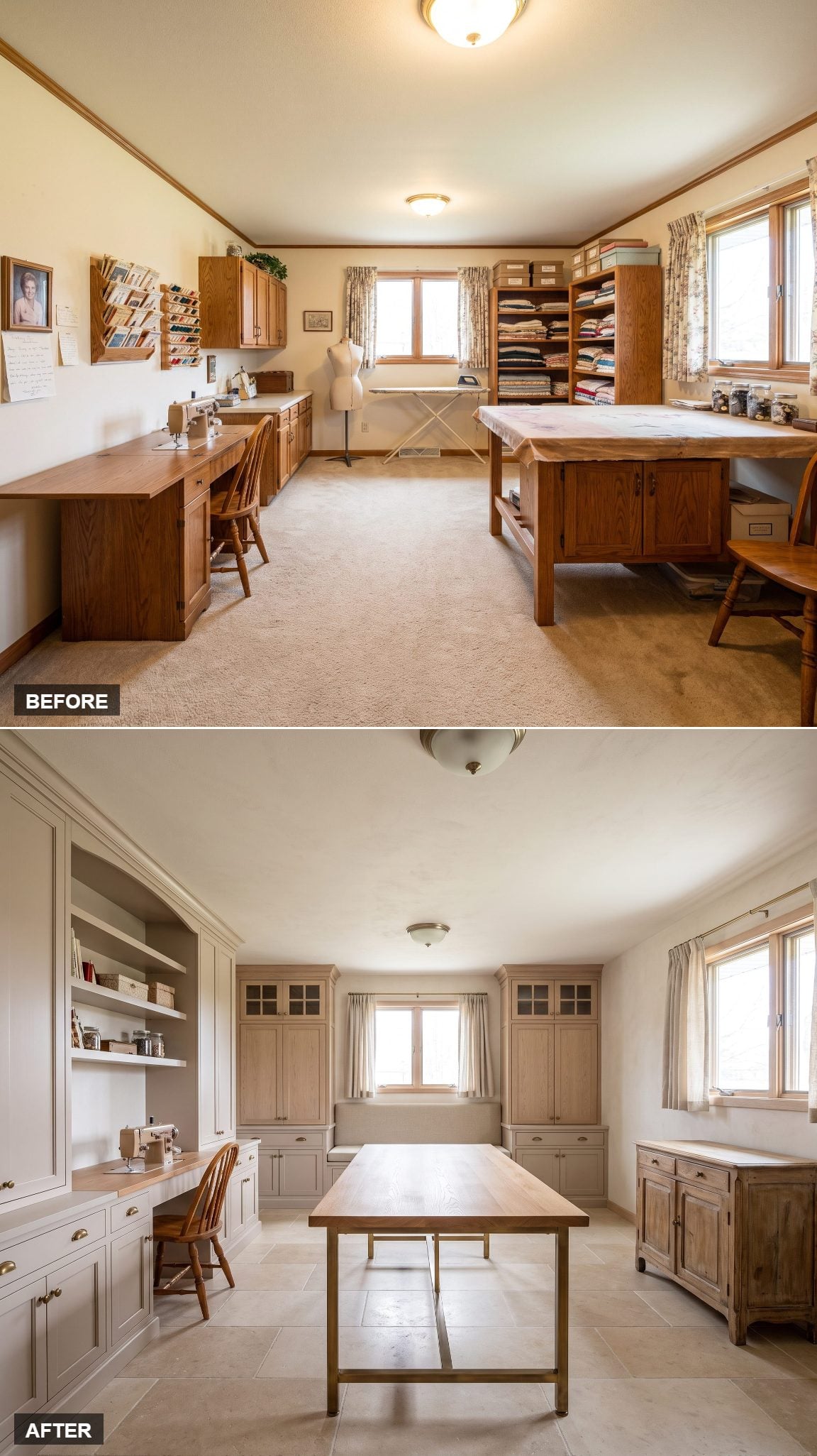 Luxury French Country Workroom With a Dedicated Sewing Alcove