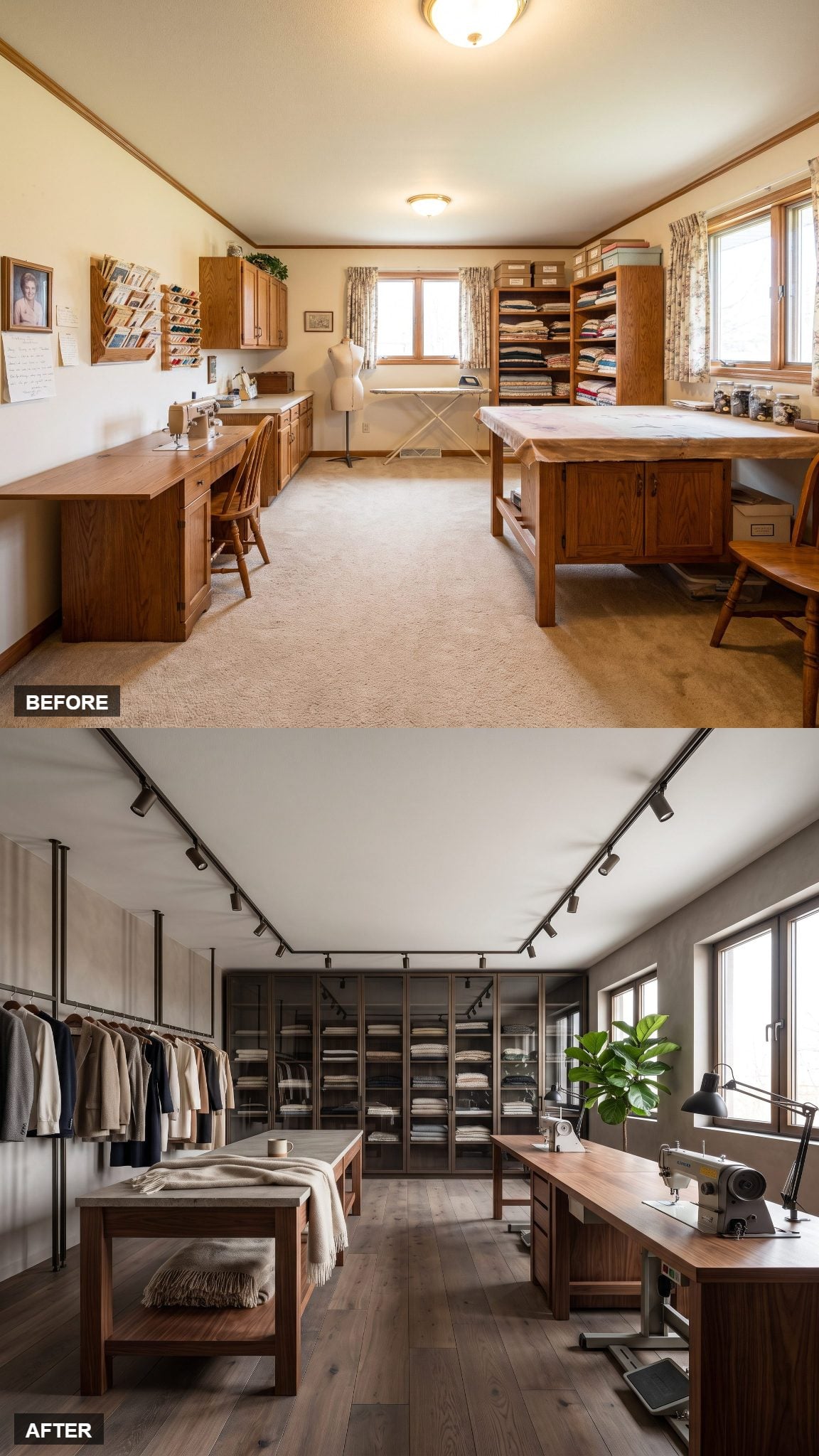Luxury Loft-Style Textile Workshop With Two Parallel Worktables