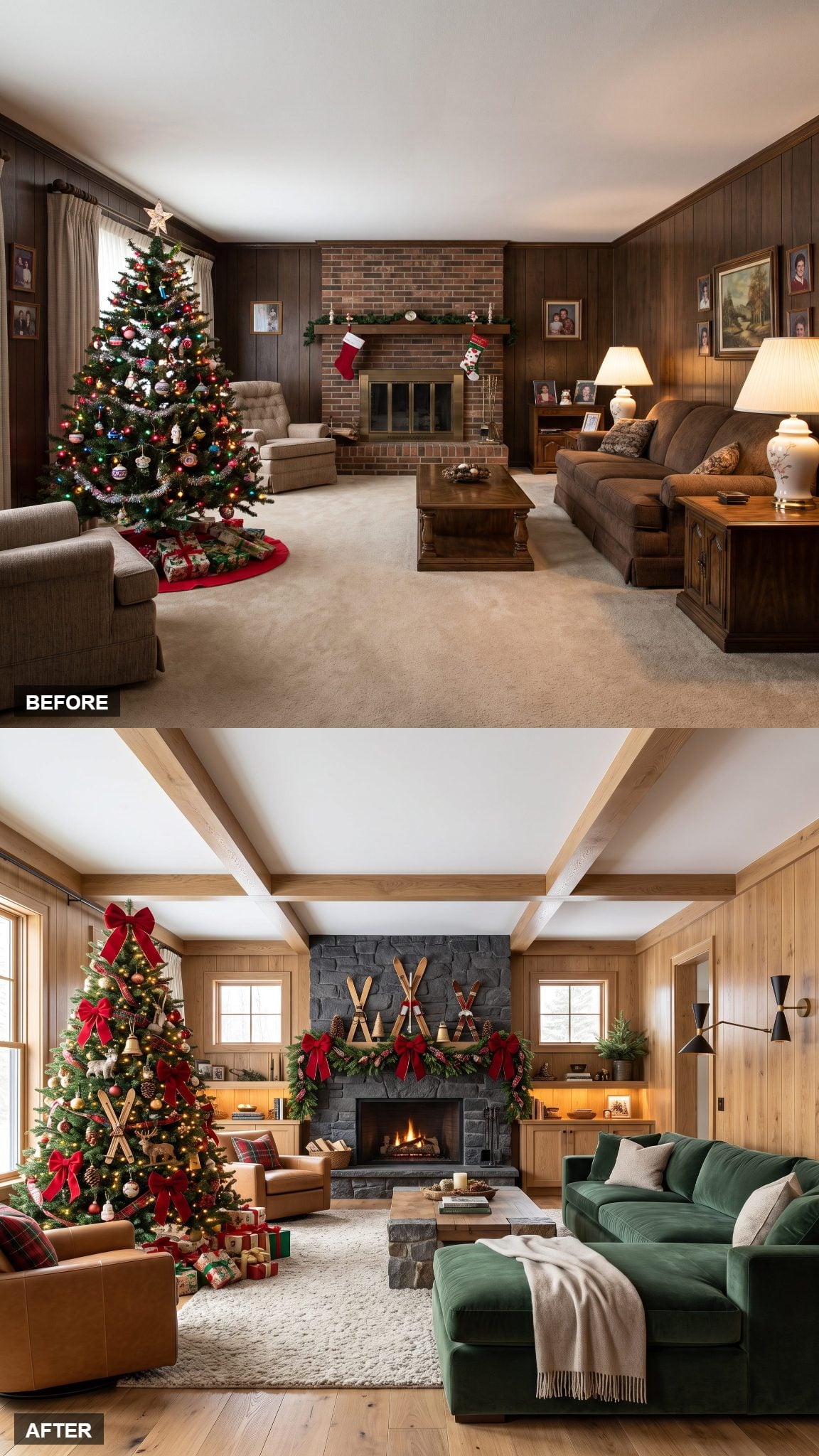 Luxury Ski-Club Christmas Lounge in Charcoal Stone and Honey Oak