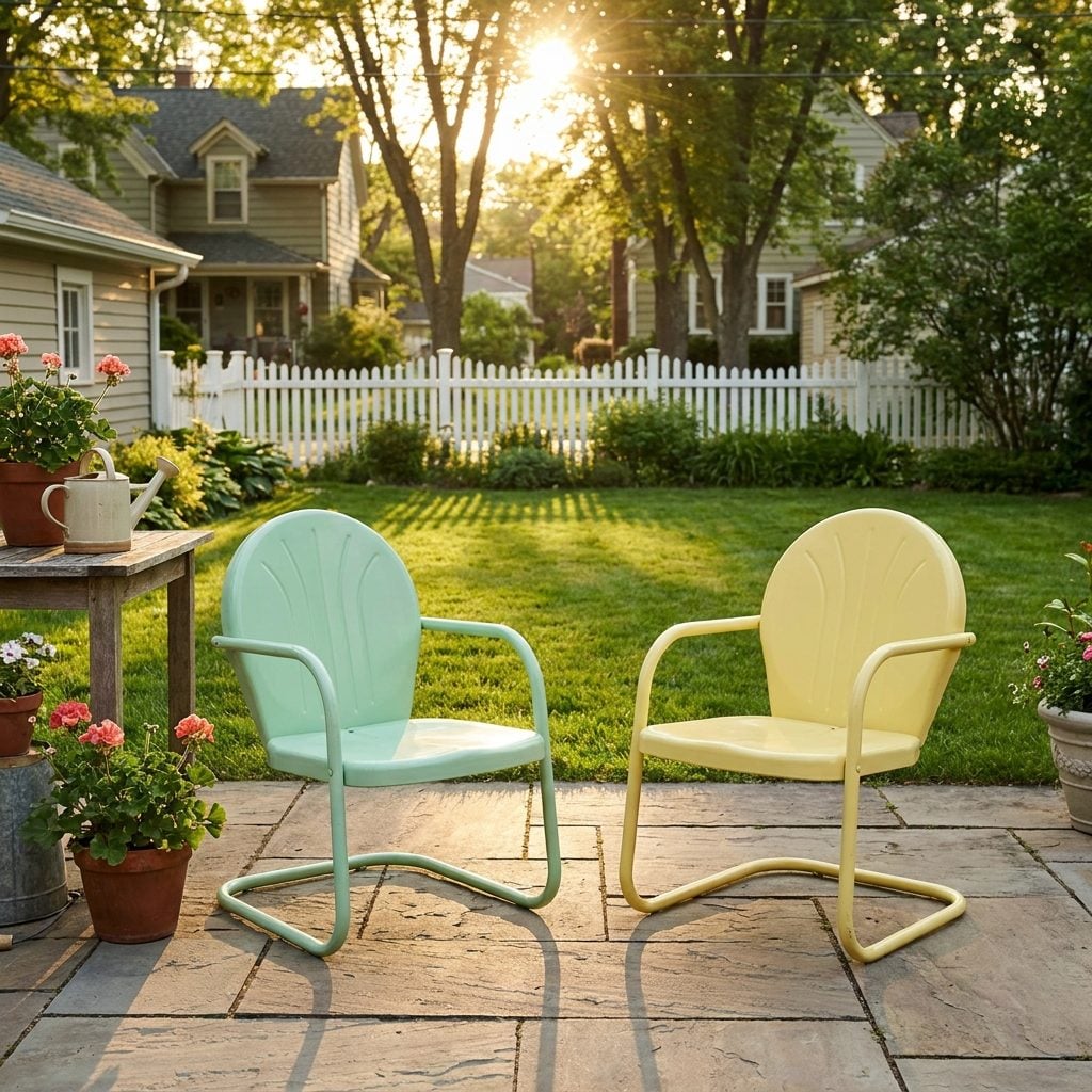 The Matched Set of Painted Metal Patio Chairs