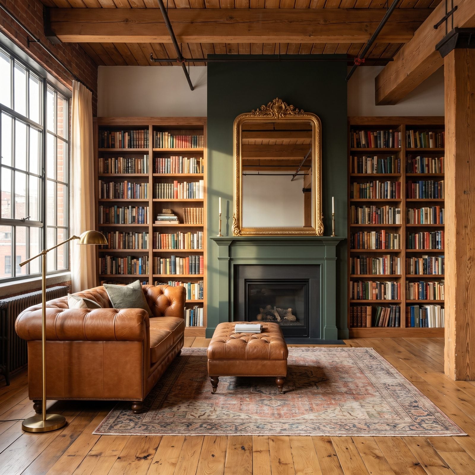 The Mirror Crowded by Tall Bookcases on Both Sides