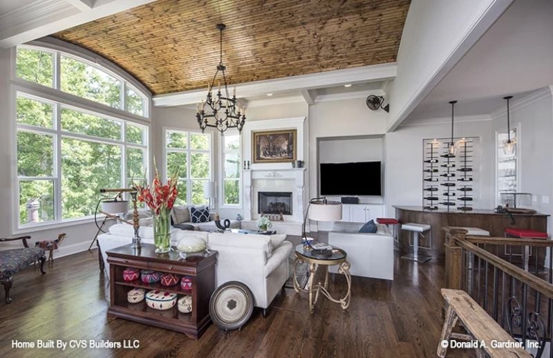 Wood-Planked Barrel Ceiling and a Wine Rack That Means Business