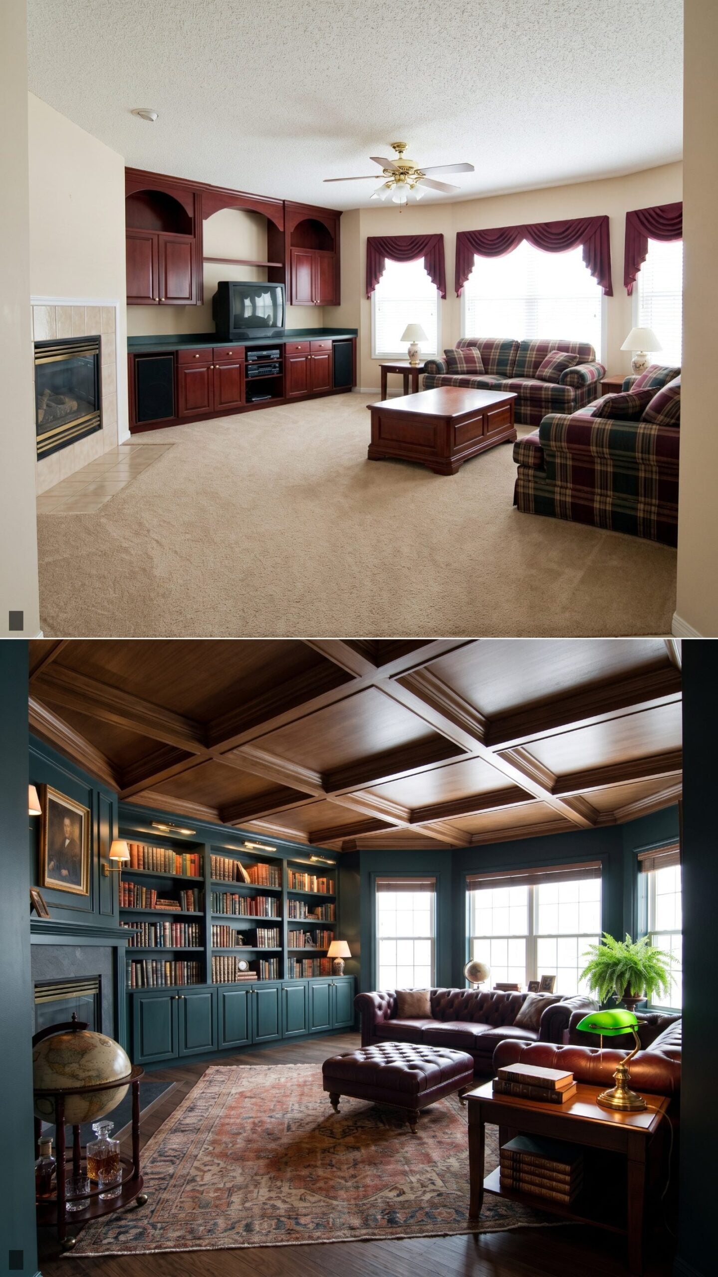 Moody English Library with Oxblood and Brass