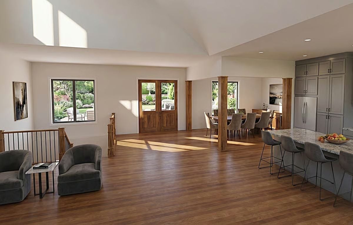 Vaulted Ceiling, Open Floor, and Nowhere to Hide Bad Furniture