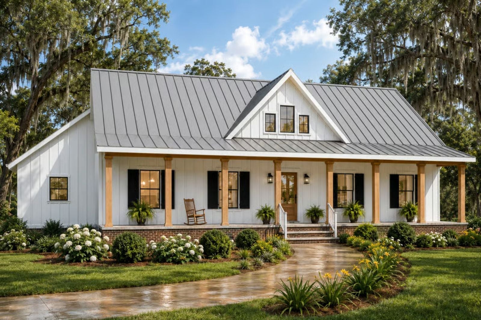 Mossoak 4-Bedroom Modern Farmhouse with Dual Covered Porches Designed for Families Who Love Open Doors and Full Tables (Floor Plan)