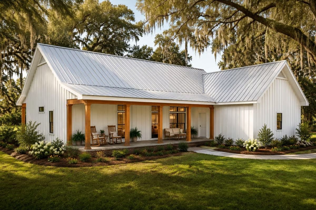 White Board-and-Batten and Cedar Posts Make Southern Living Look Easy