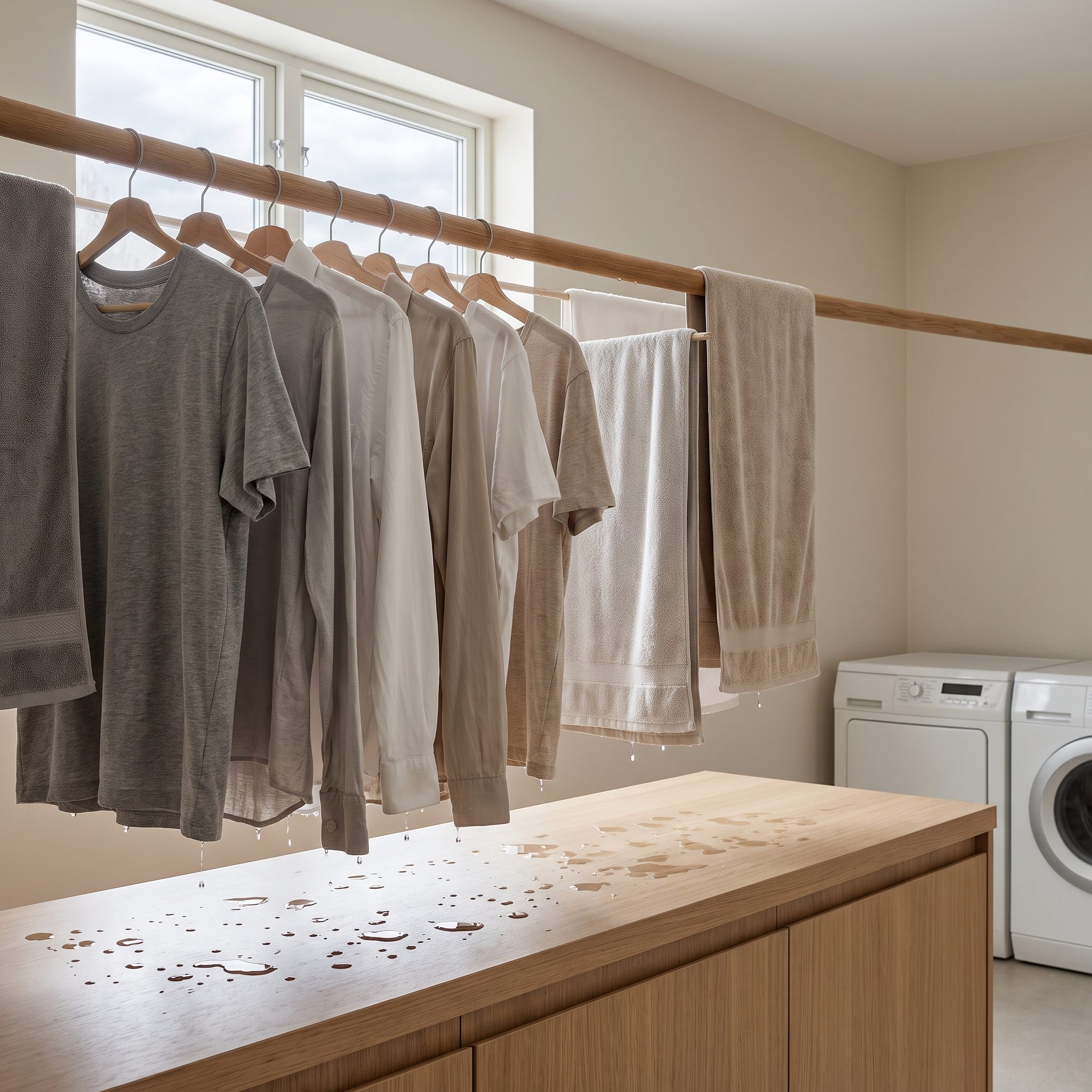Mounting the Hanging Rod Where Wet Clothes Block the Counter