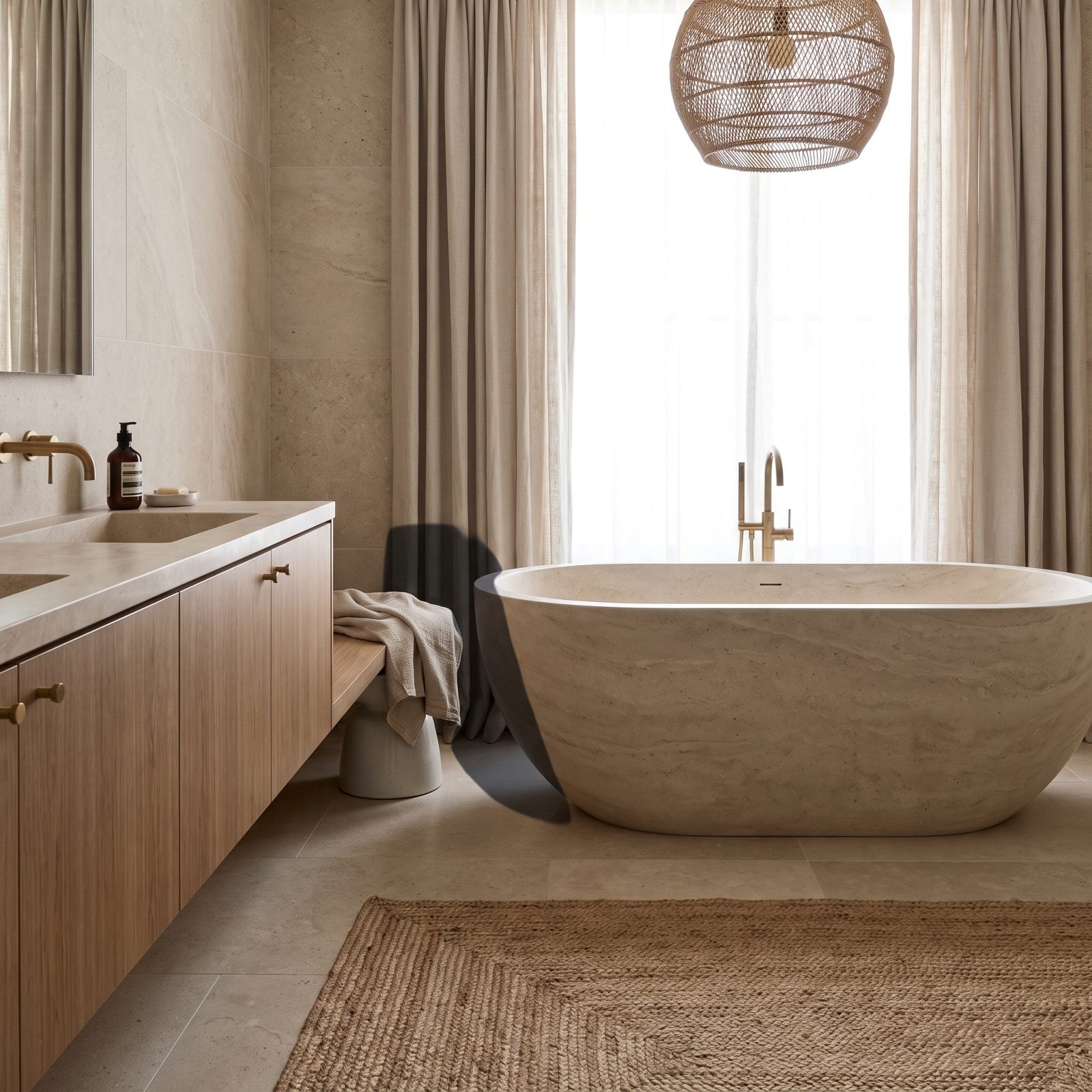 A Narrow Dead Zone Between the Vanity and Bathtub