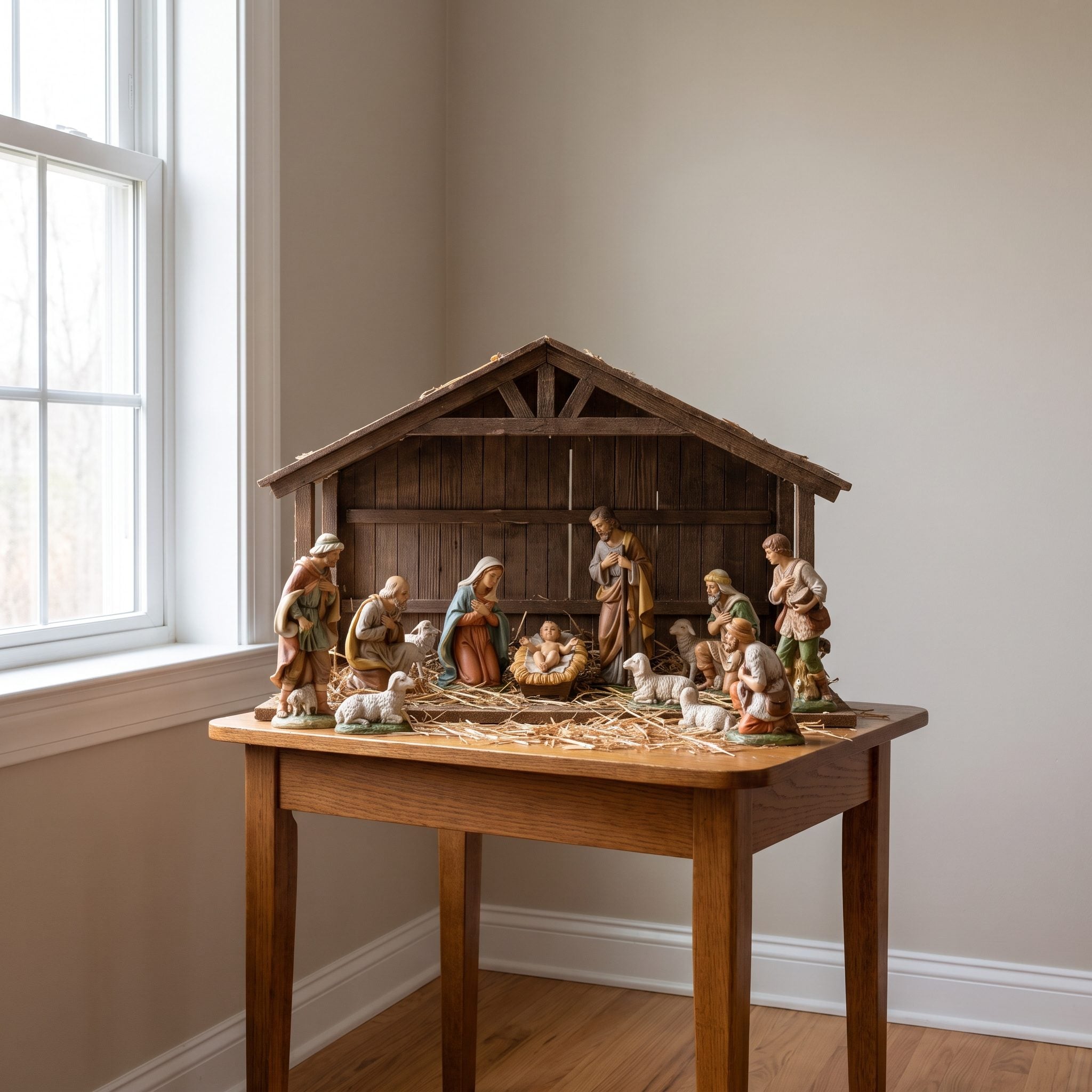 A Nativity Scene Given Its Own Special Table or Corner