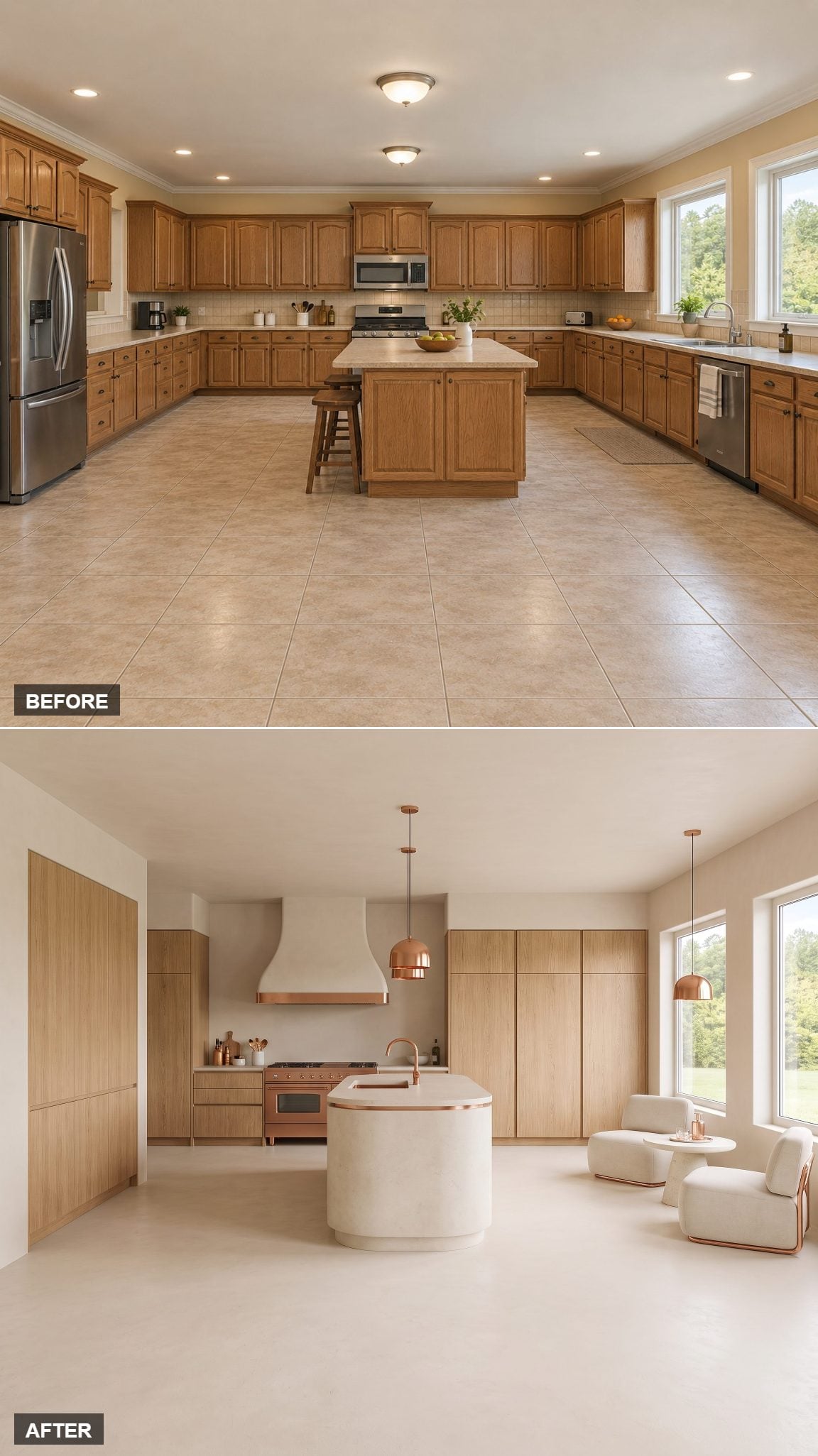 Natural Oak And Cream Plaster For A Kitchen That Exhales