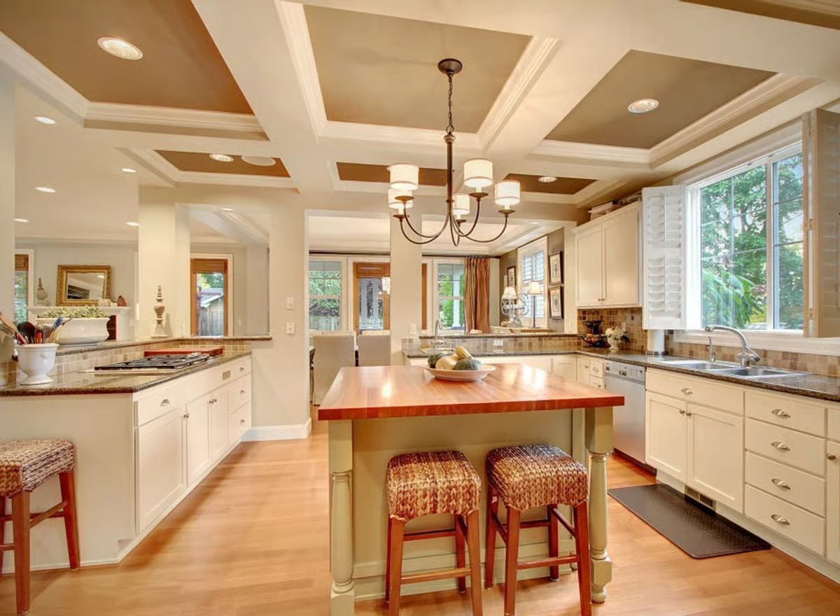 Butcher Block Island in a Sea of White Cabinets That Actually Works