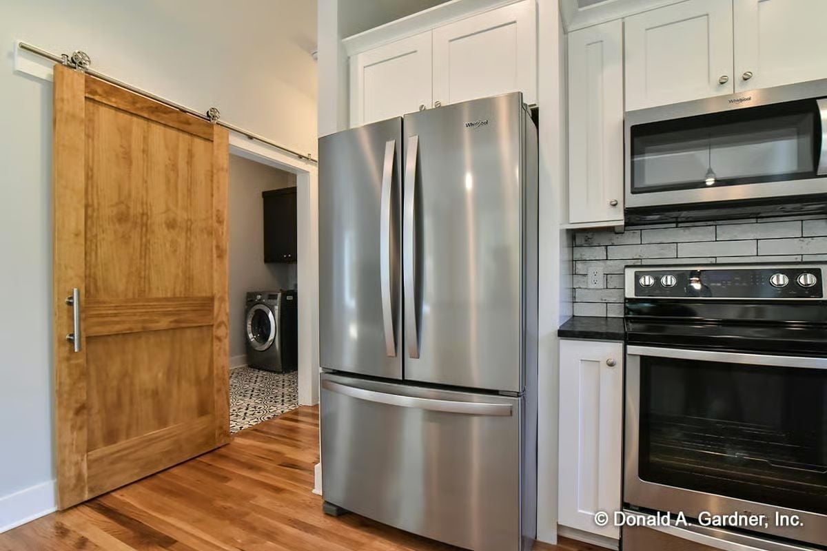 Sliding Barn Door Between Kitchen and Laundry Room Is Doing Real Work Here