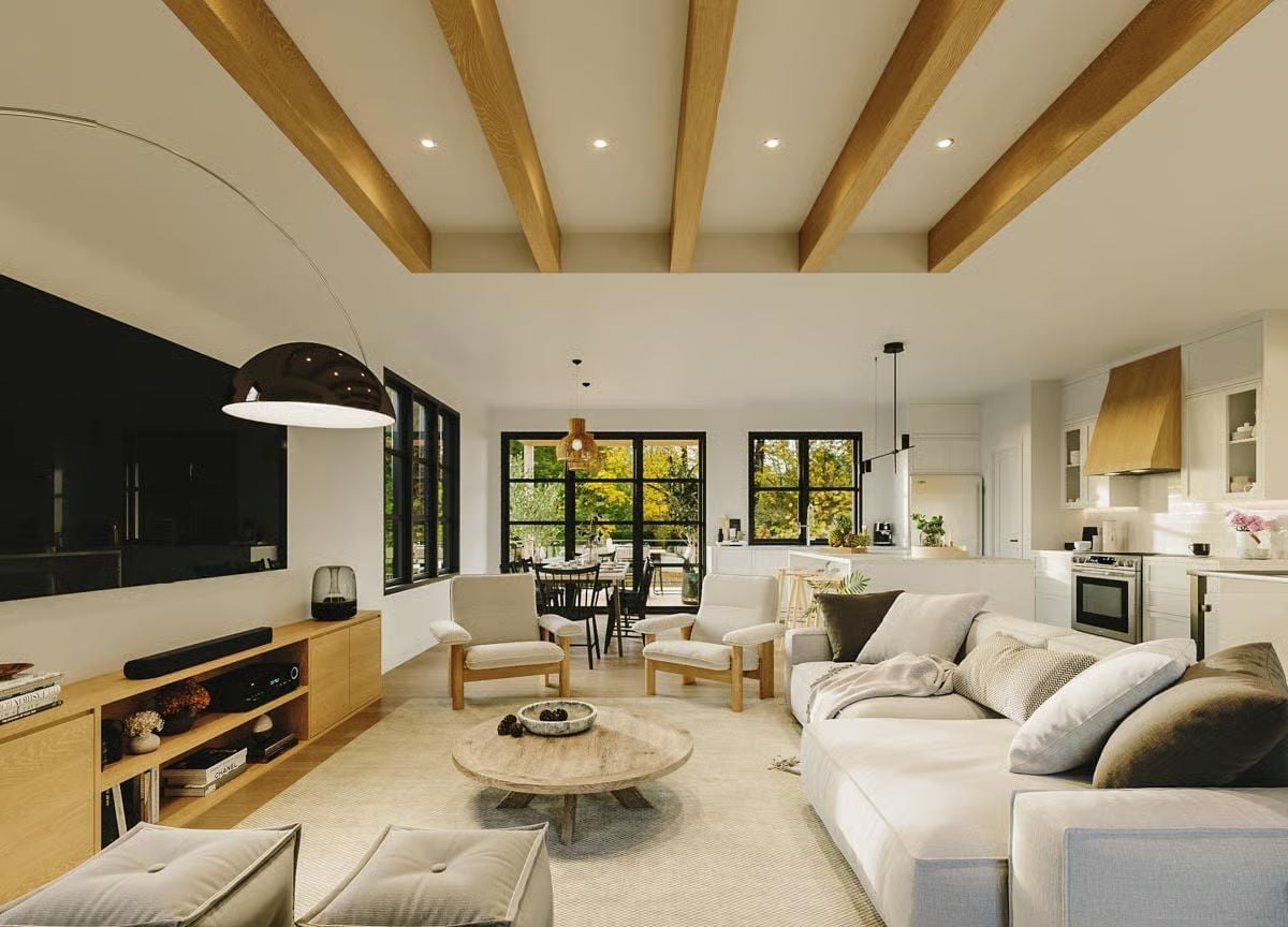 Exposed Beams and an Open Plan That Actually Earns the Word "Cozy"