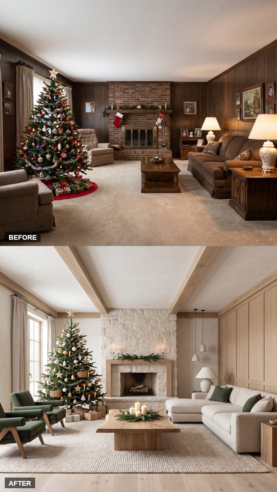 Nordic Forest Christmas Sanctuary in Pale Oak and Boucle