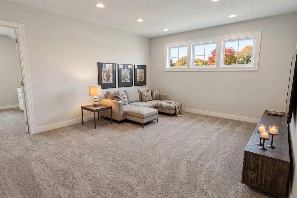 Sectional, Candles, and High Windows Catching the Last of Fall