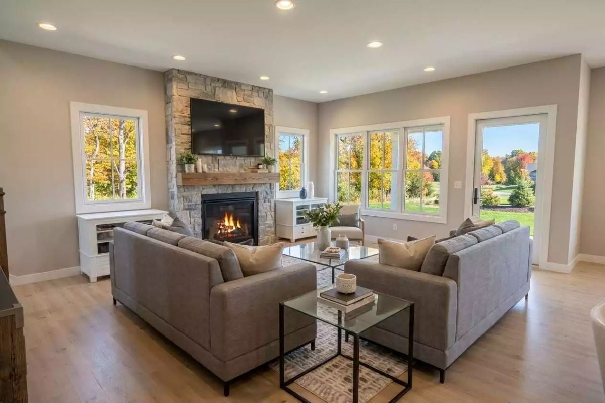 Stone Fireplace Wall That Earns Every Square Foot Around It