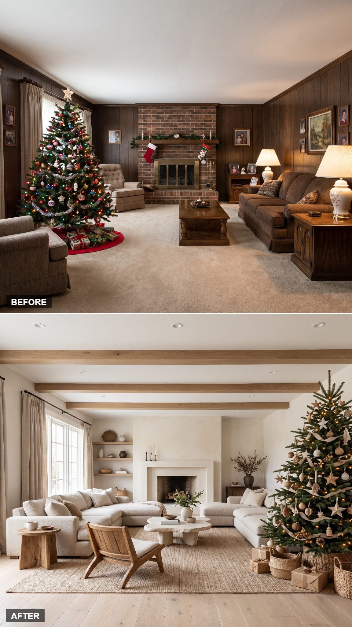 Organic Modern Calm With Limestone and Oak Beams