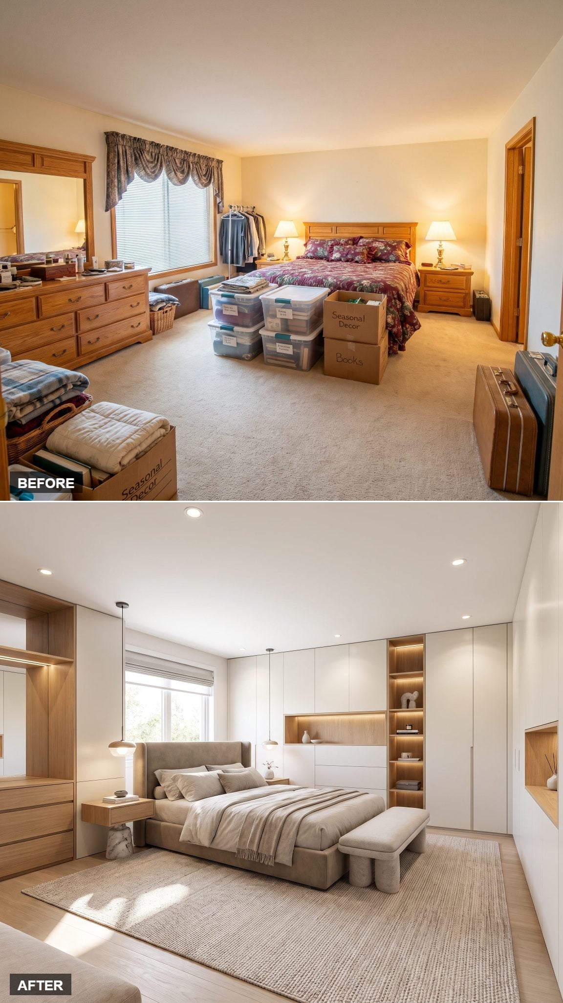 From Overstuffed Oak Set to One Seamless Wardrobe Wall