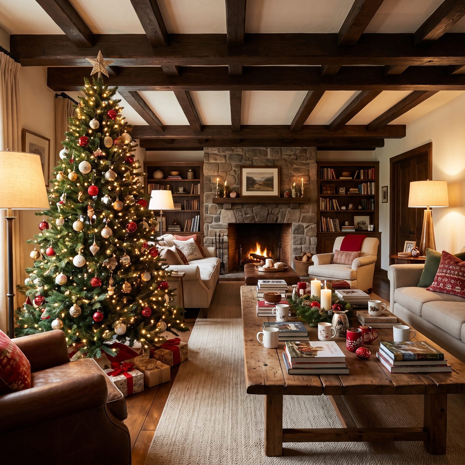 Pairing a Full Tree With an Oversized Coffee Table