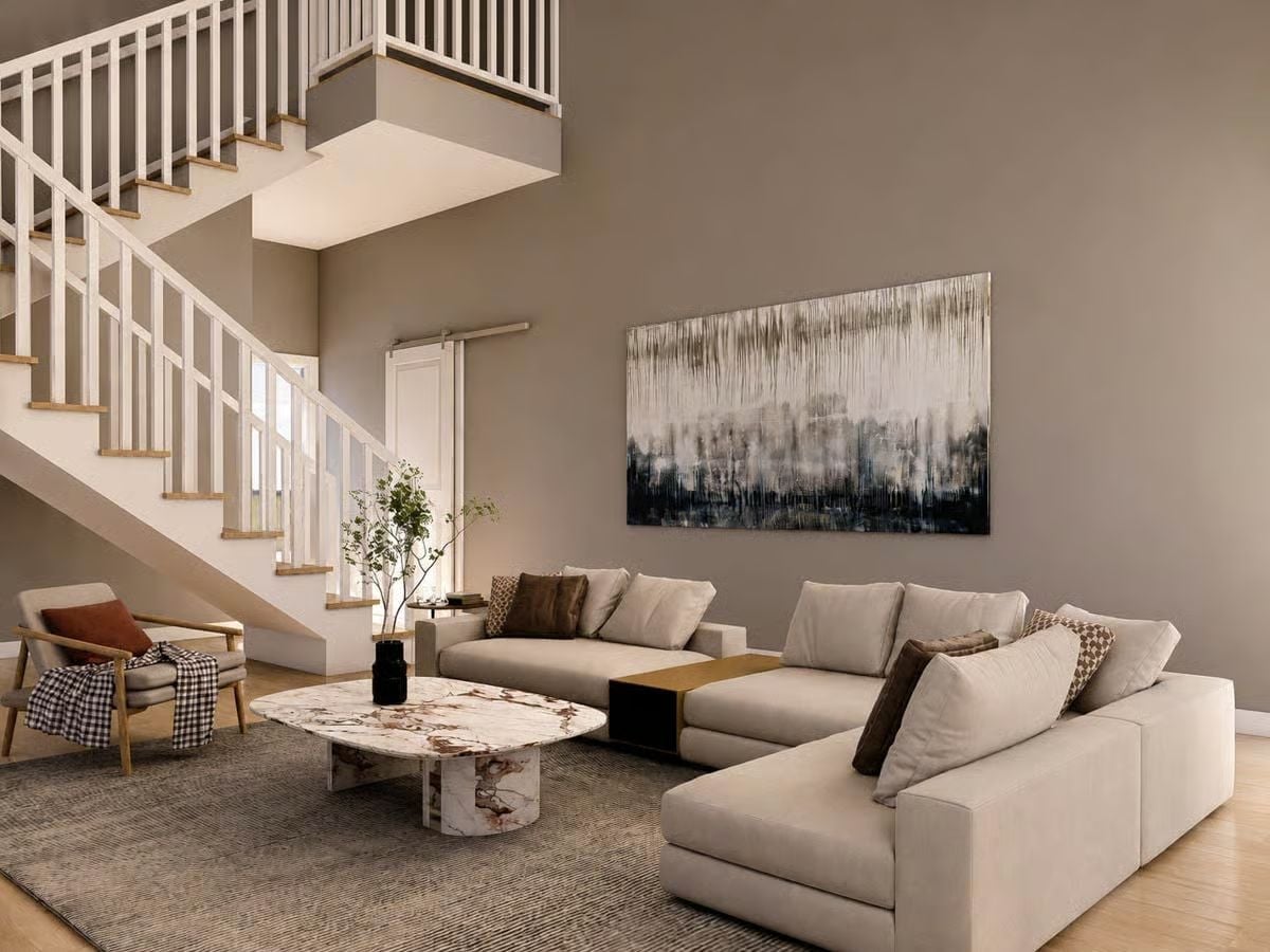 Marble Coffee Table Doing Heavy Lifting in a Neutral Living Room