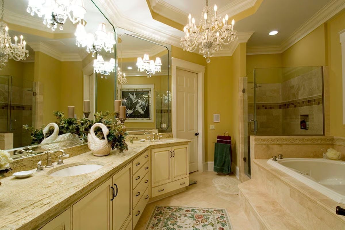 Crystal Chandeliers in a Bathroom Are Either Ridiculous or Exactly Right