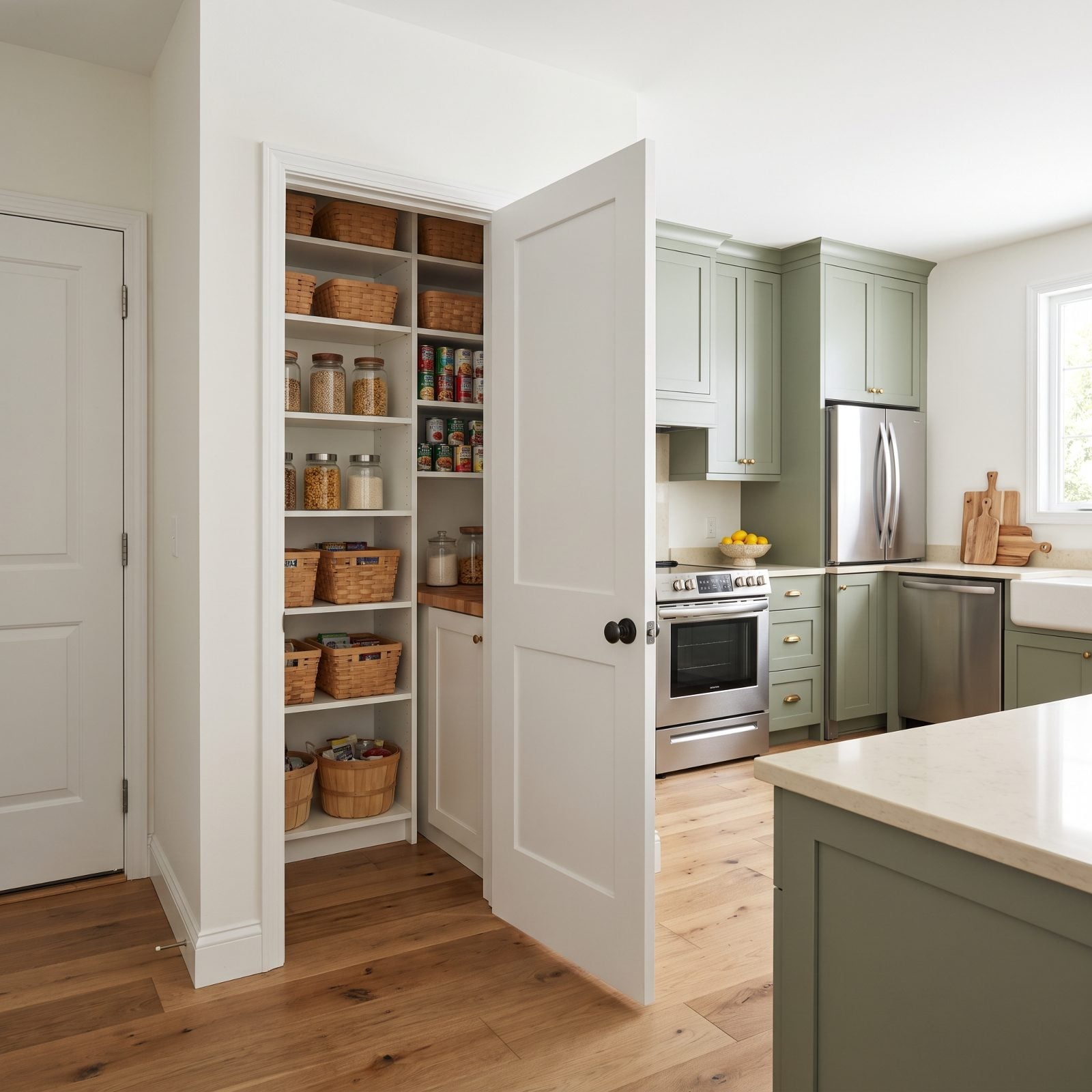 A Pantry Located Close to Where Groceries Enter the Kitchen