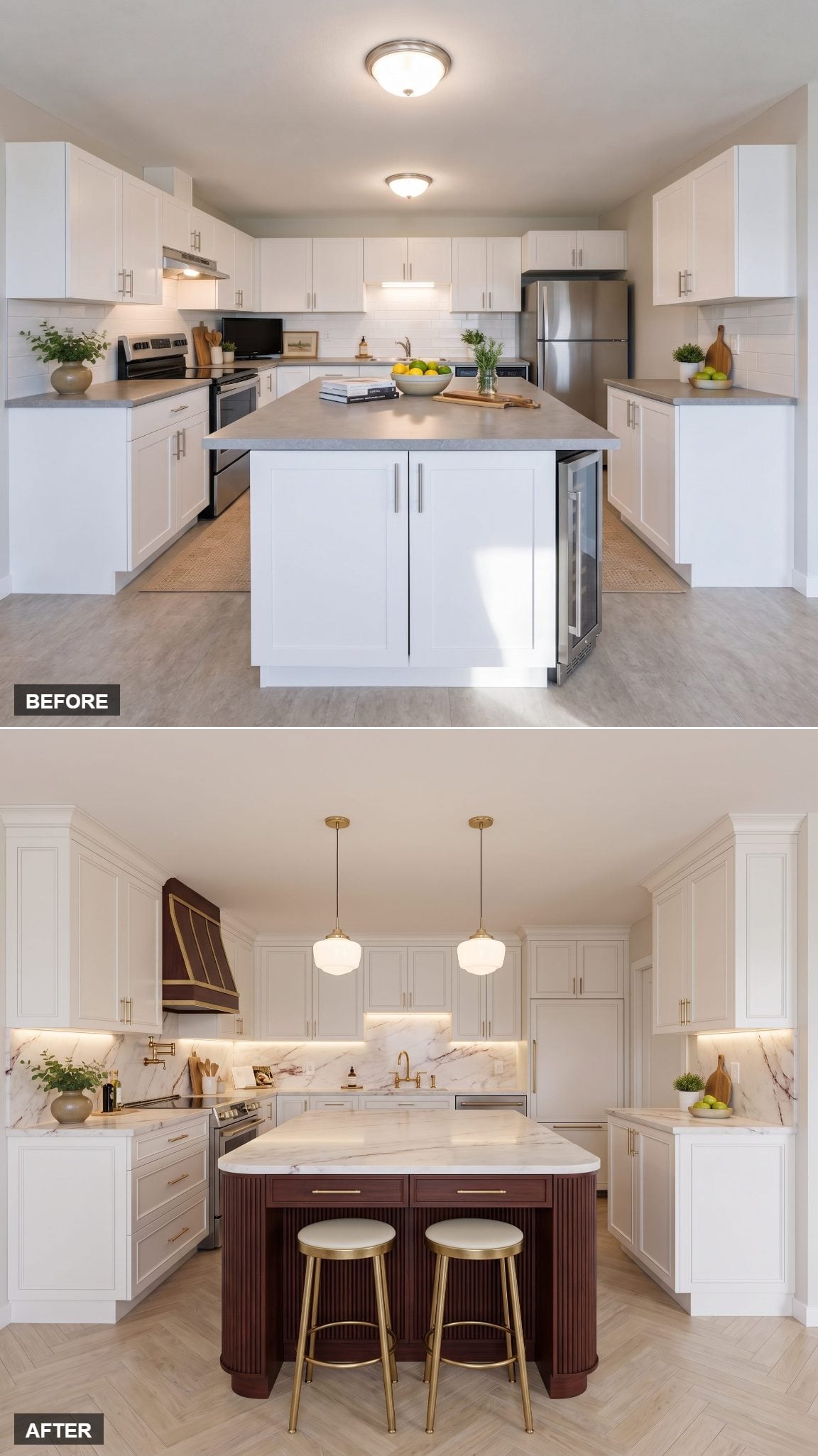 Parisian Modern With a Mahogany Island That Knows Its Worth