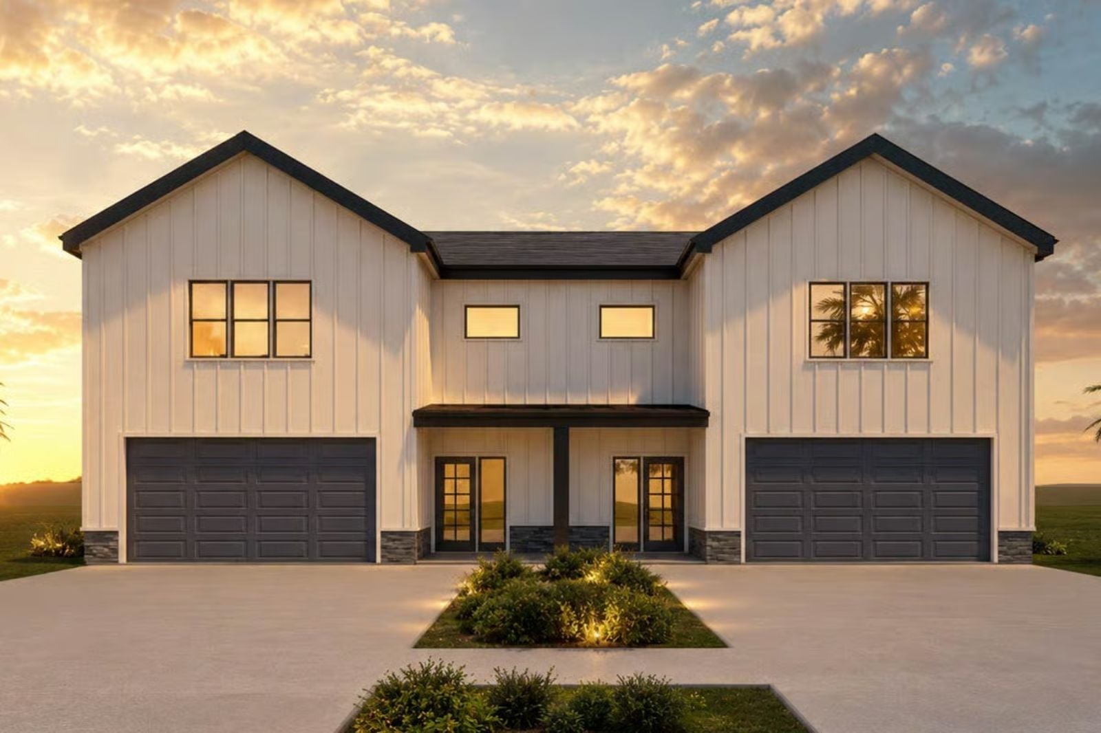 Parkview 3-Bedroom Modern Farmhouse Duplex with Two-Car Garage Designed for Families with In-Laws Who Might Be Moving In Whether You Like It or Not (Floor Plan)