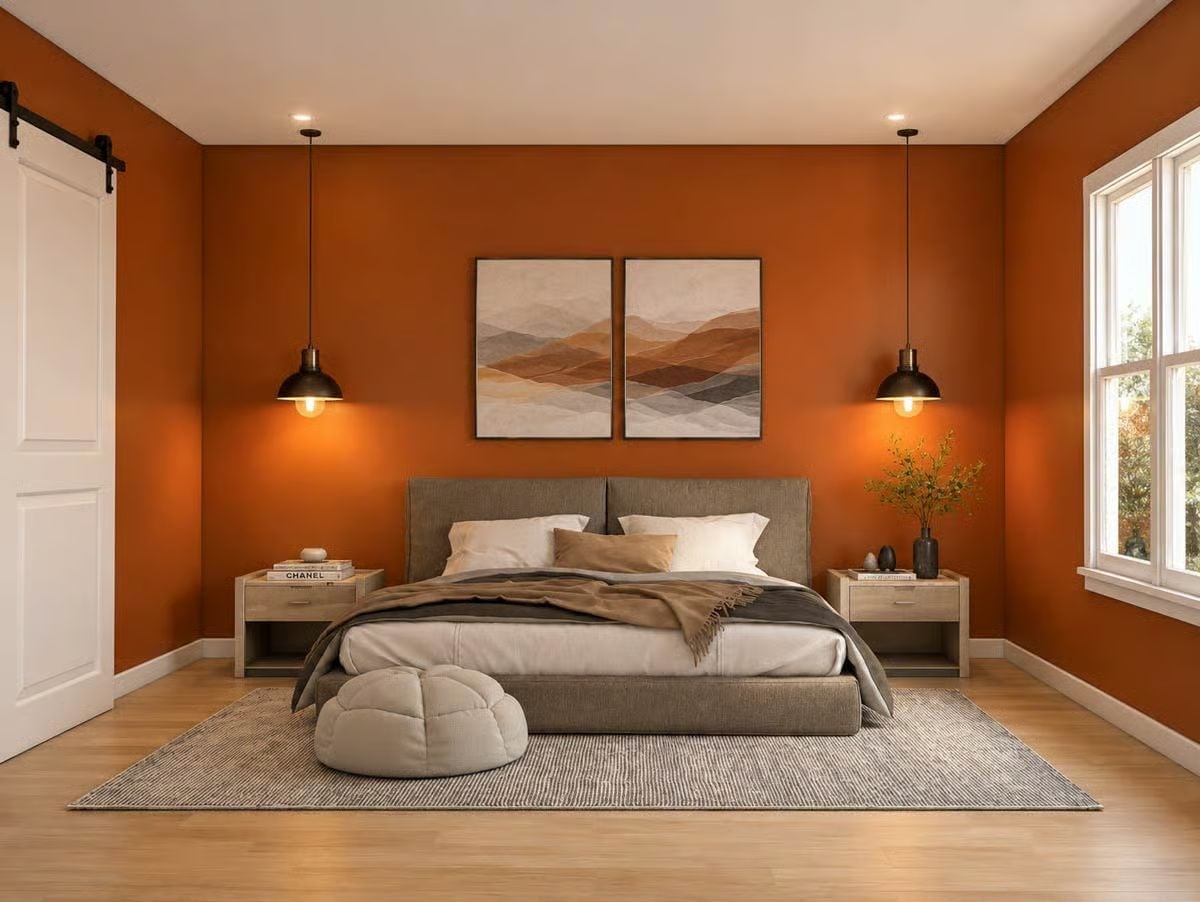 Burnt Orange Walls Turn Down the Volume on Everything Else