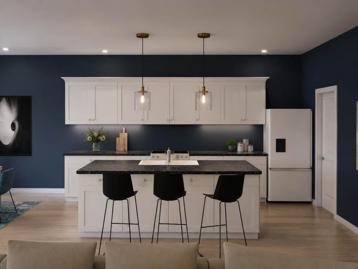 Navy and Brass Pull the Kitchen Together Without Trying Too Hard
