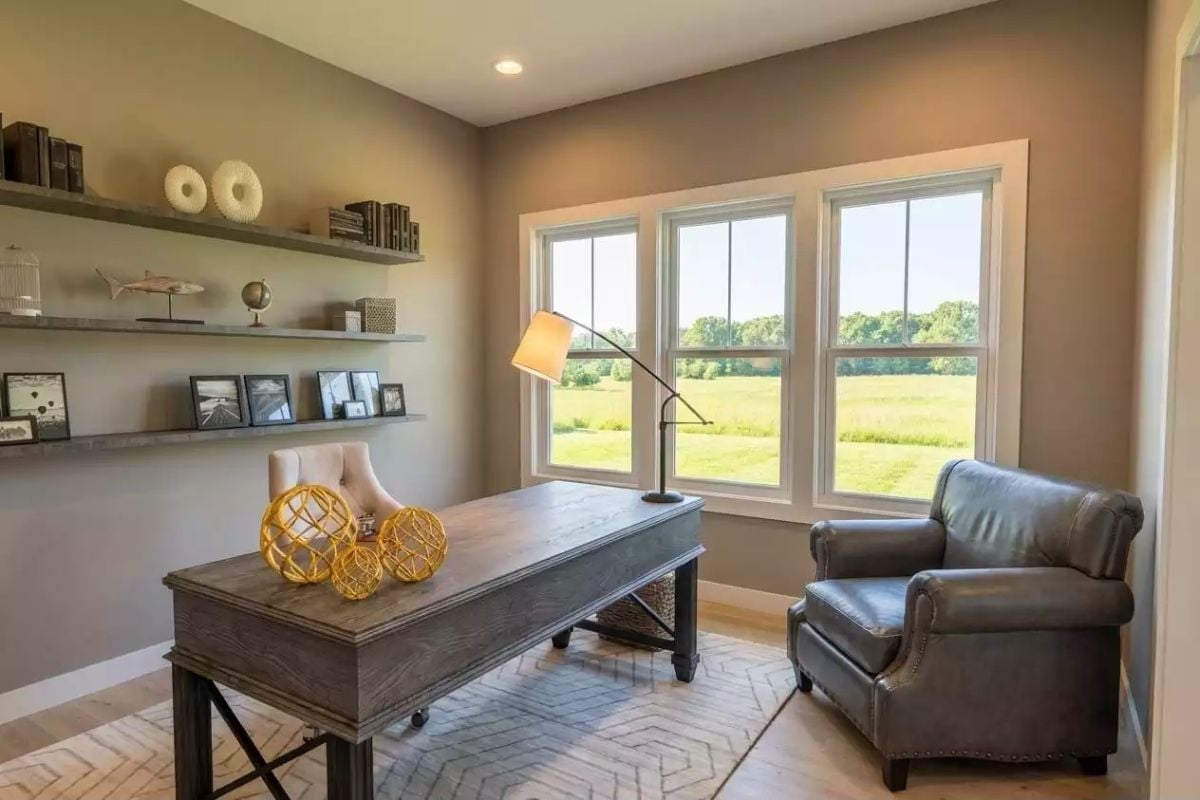 Floating Shelves and a Field View That Pull the Room in Opposite Directions