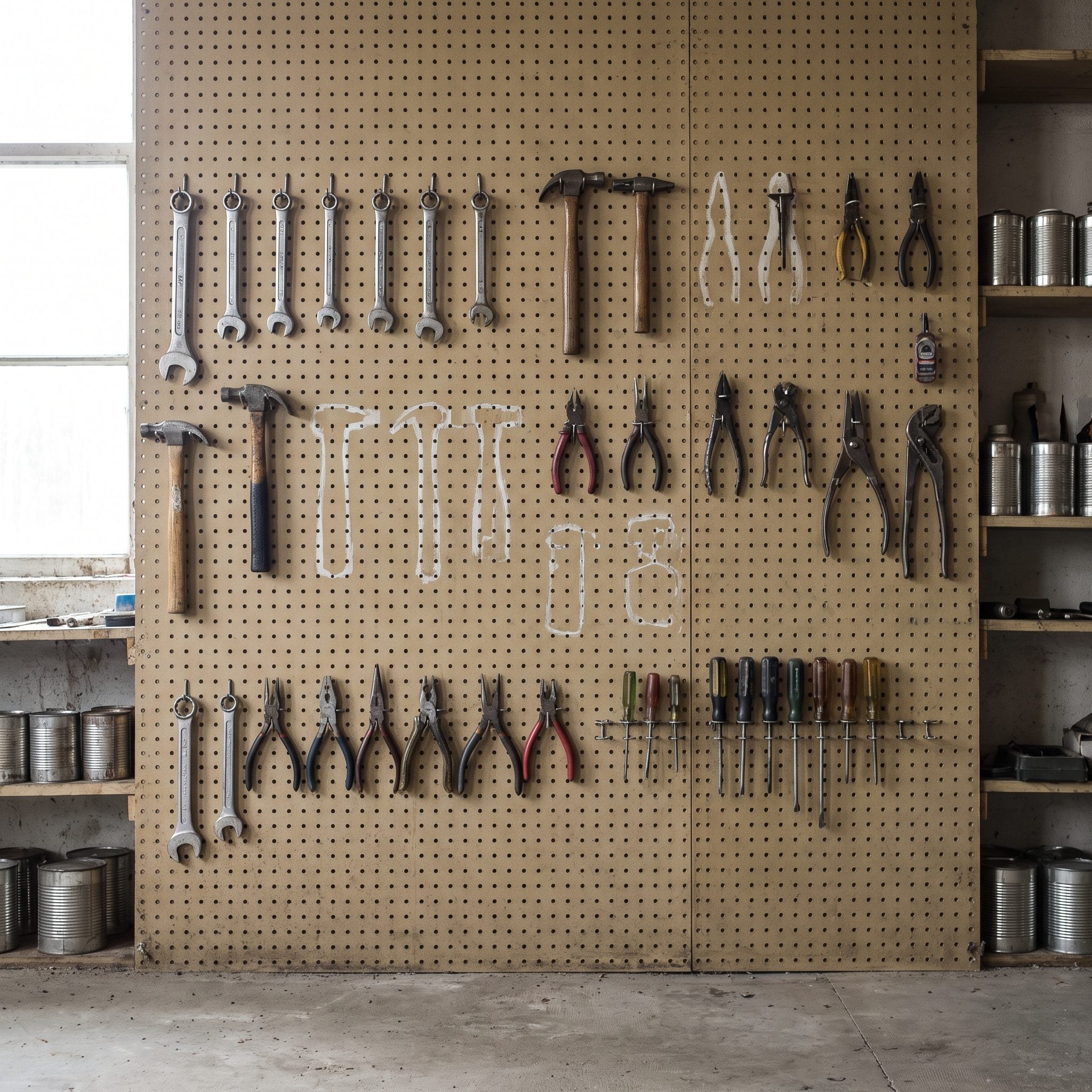The Pegboard Wall That Put Every Hand Tool on Display: Roughly $4 a Sheet