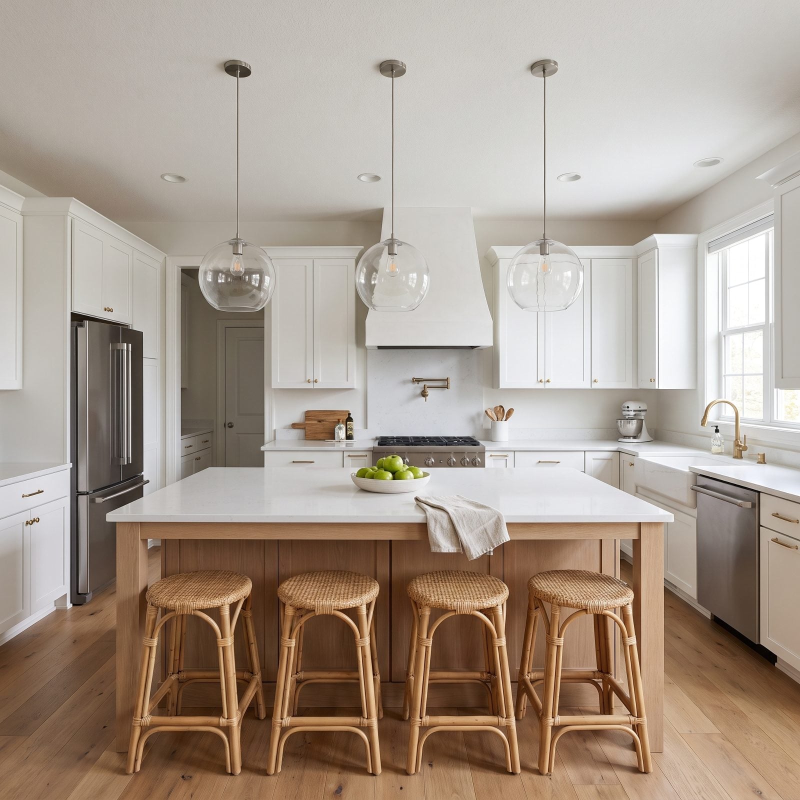 Pendant Shades Hovering Two Inches Above the Countertop