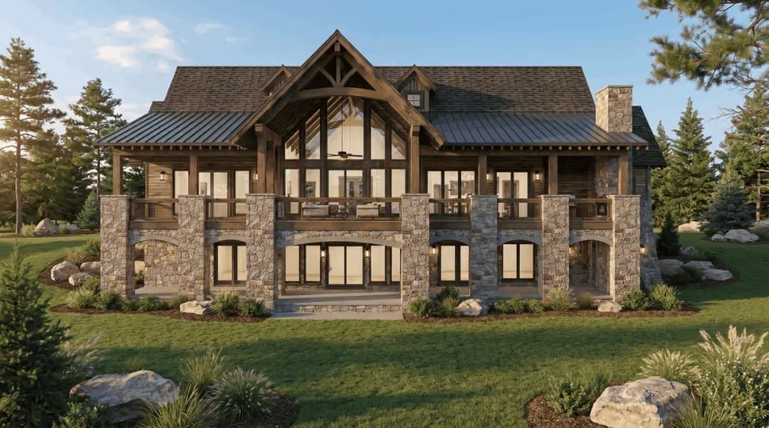 Stone Columns, Timber Trusses, and a Porch That Means Business