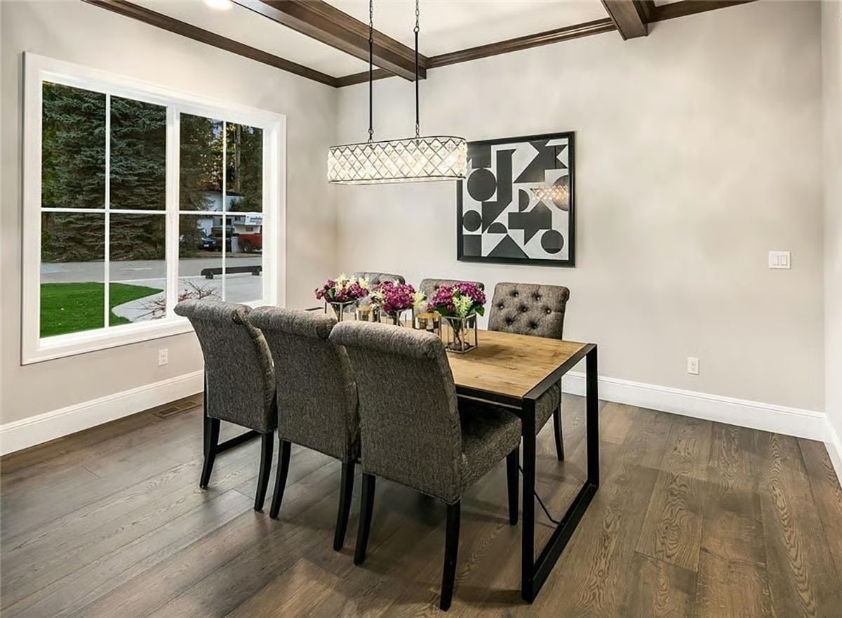 Tufted Chairs, Crystal Pendant, and a Table Built for Sunday Dinner