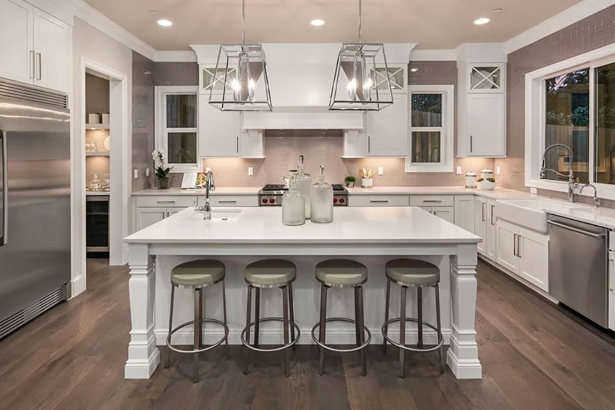 Four Barstools, Two Pendant Lanterns, and Zero Wasted Space in This Kitchen