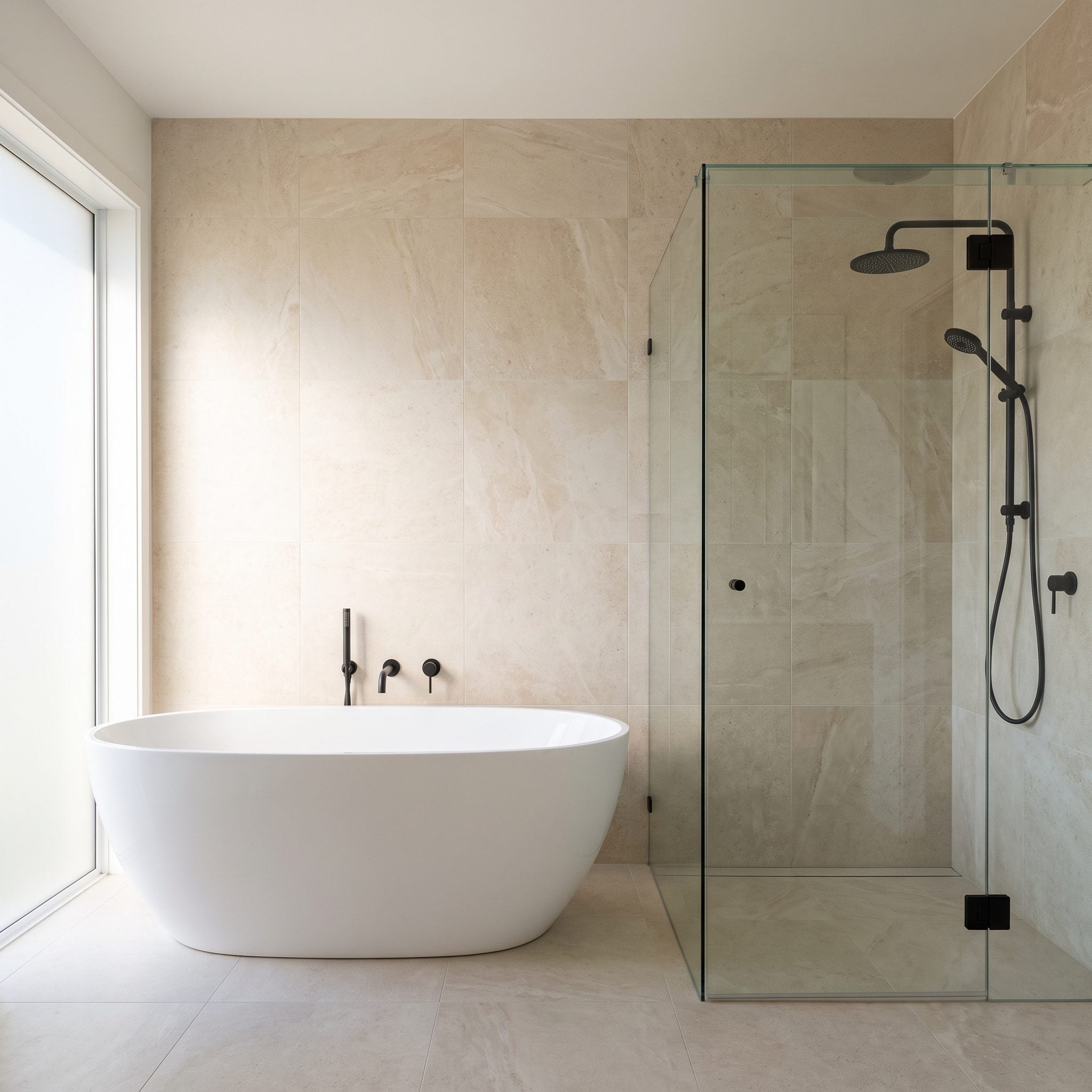 Put the Tub and Walk-In Shower Side by Side Along One Wall