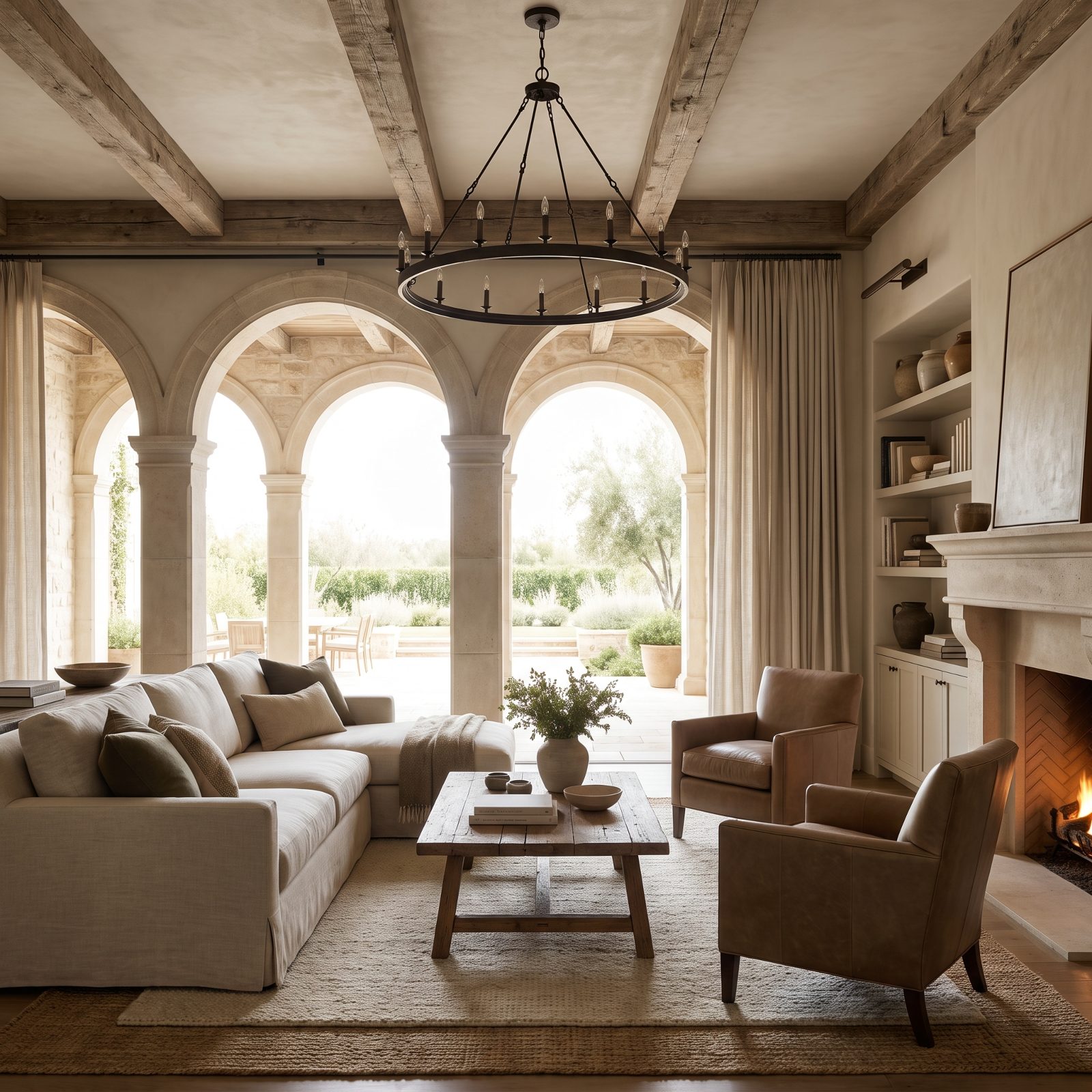 Quiet-Luxury Great Room with Arched Colonnade Views
