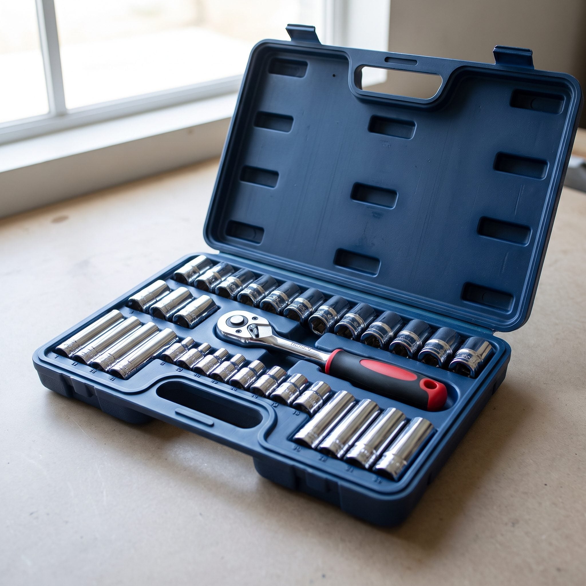 The Ratchet-and-Socket Set in Its Molded Plastic Case: $40 to $70