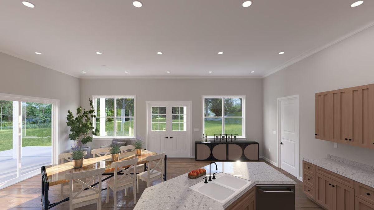 Light Pours In From Three Directions and the Kitchen Doesn't Fight It