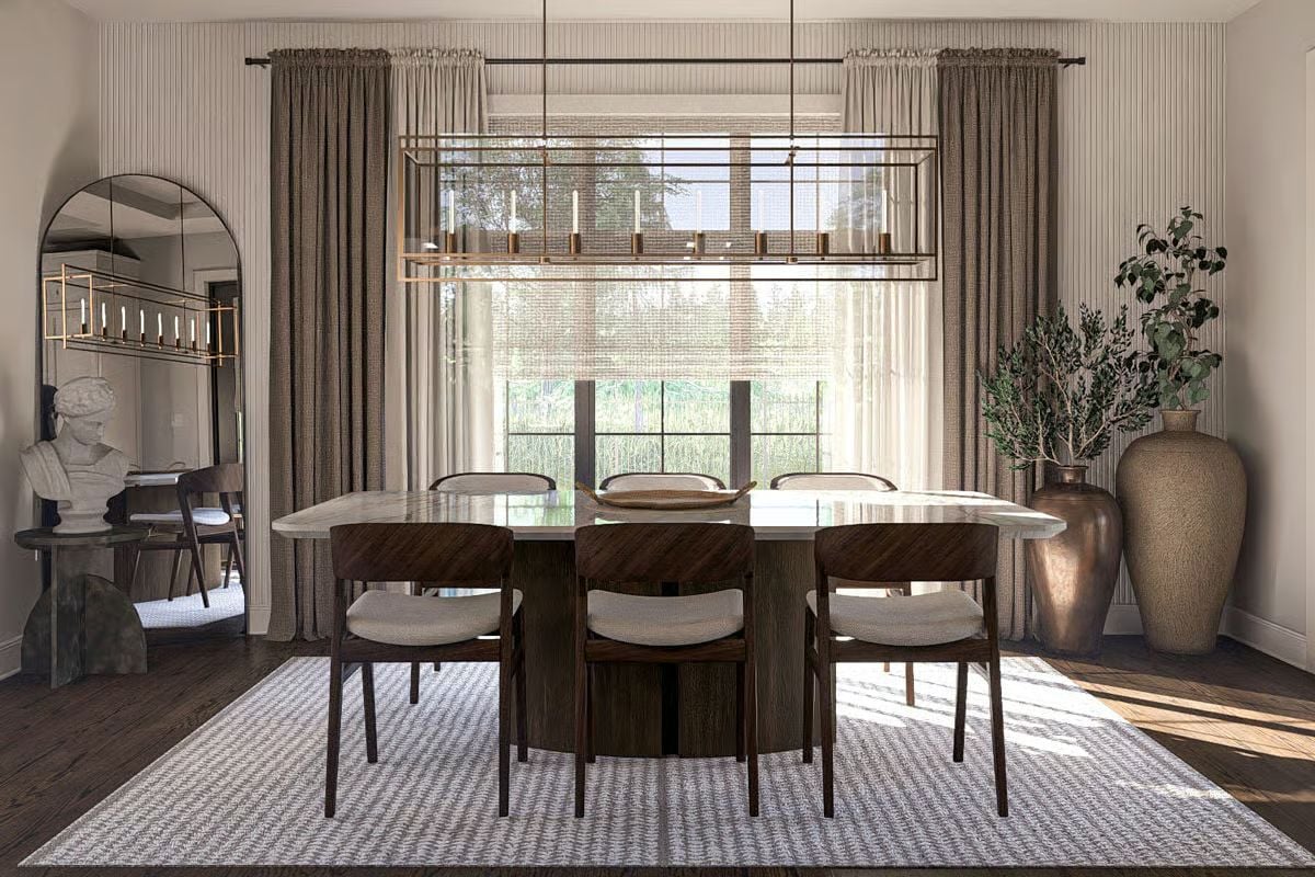 Marble, Warm Wood, and a Chandelier That Commands the Room Without Asking