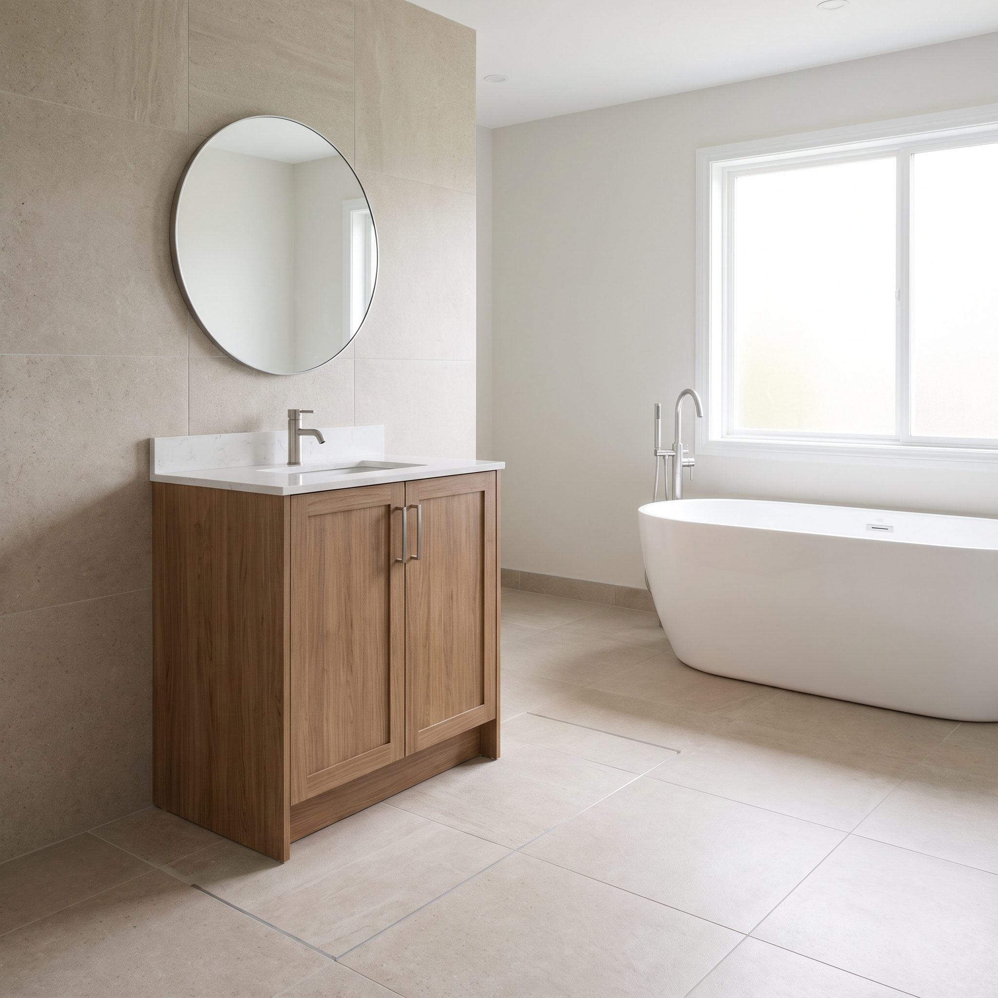 Replace a Double Vanity With a Smaller One to Save the Tub