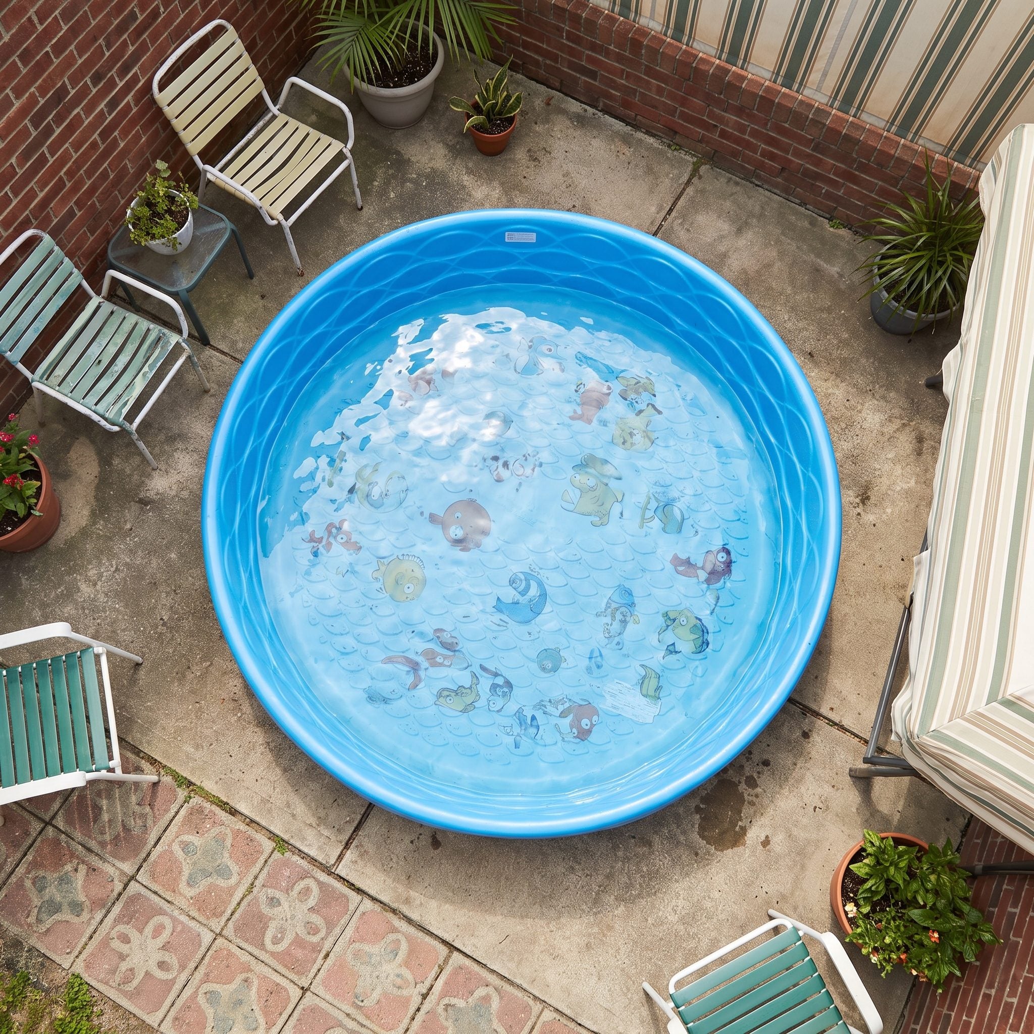 Rigid blue kiddie pool costing $10 to $15
