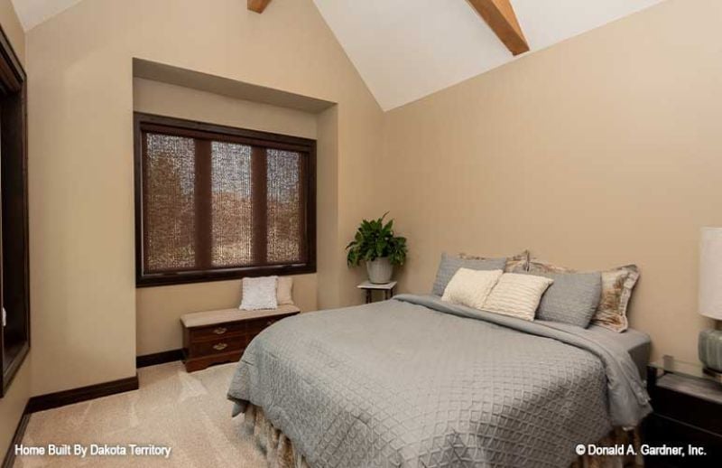 Vaulted Ceiling, Woven Shades, and Bedding That Gets the Gray Right